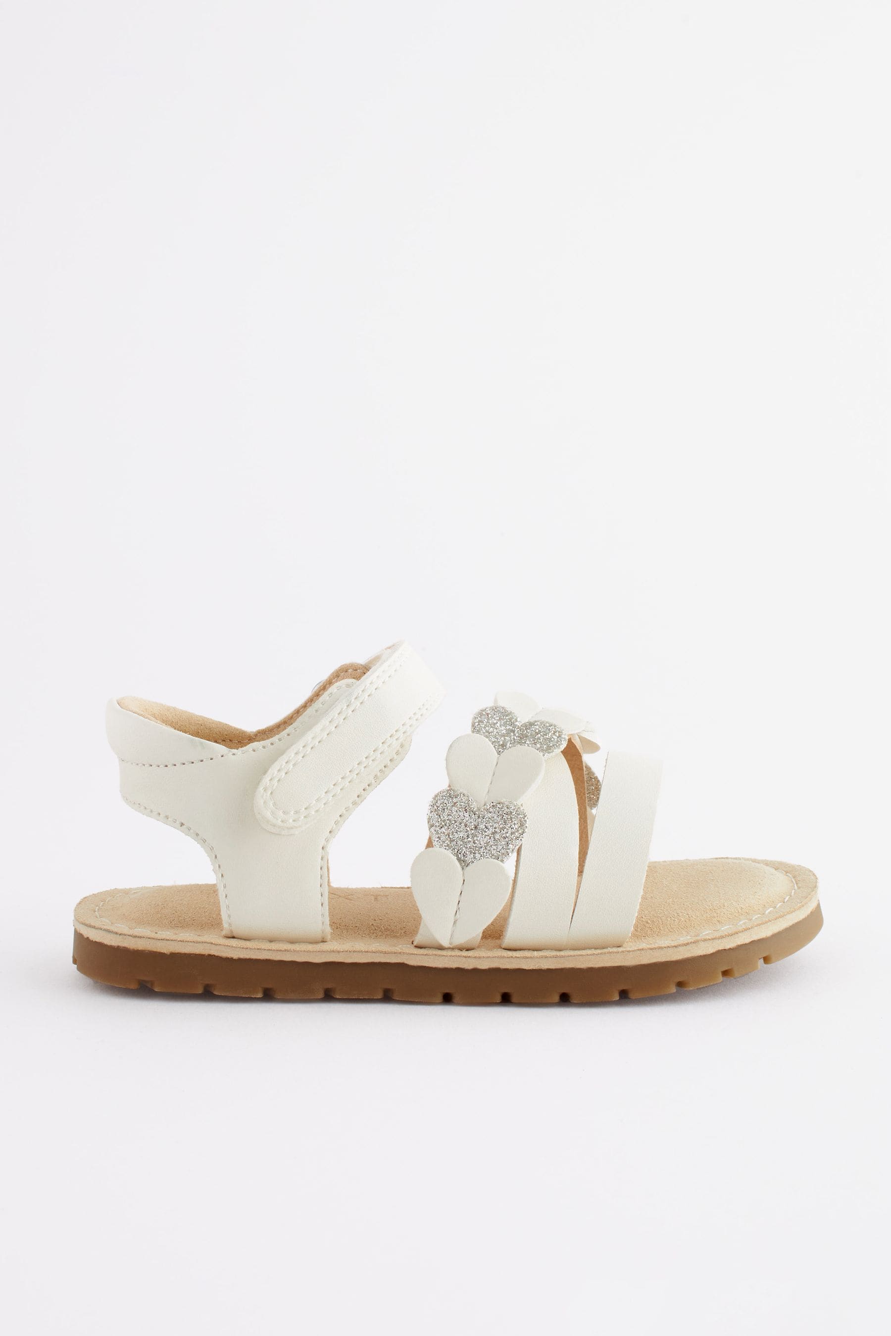 White Wide Fit (G) Touch Fastening Corkbed Sandals