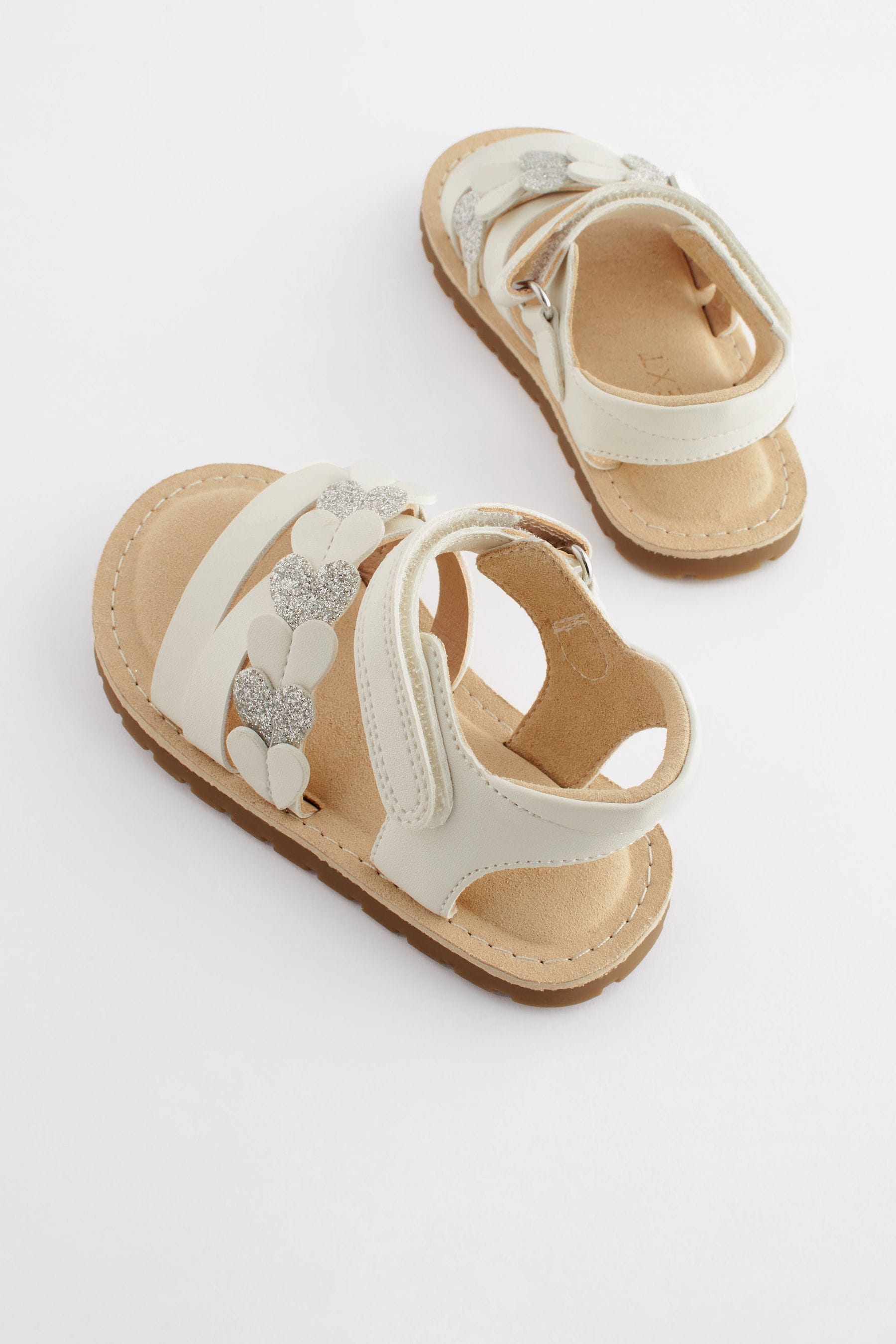 White Wide Fit (G) Touch Fastening Corkbed Sandals