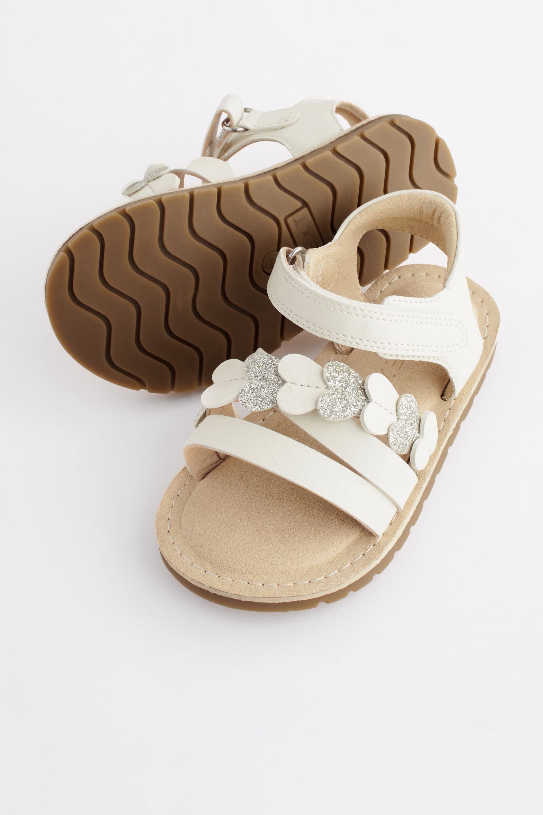 White Wide Fit (G) Touch Fastening Corkbed Sandals