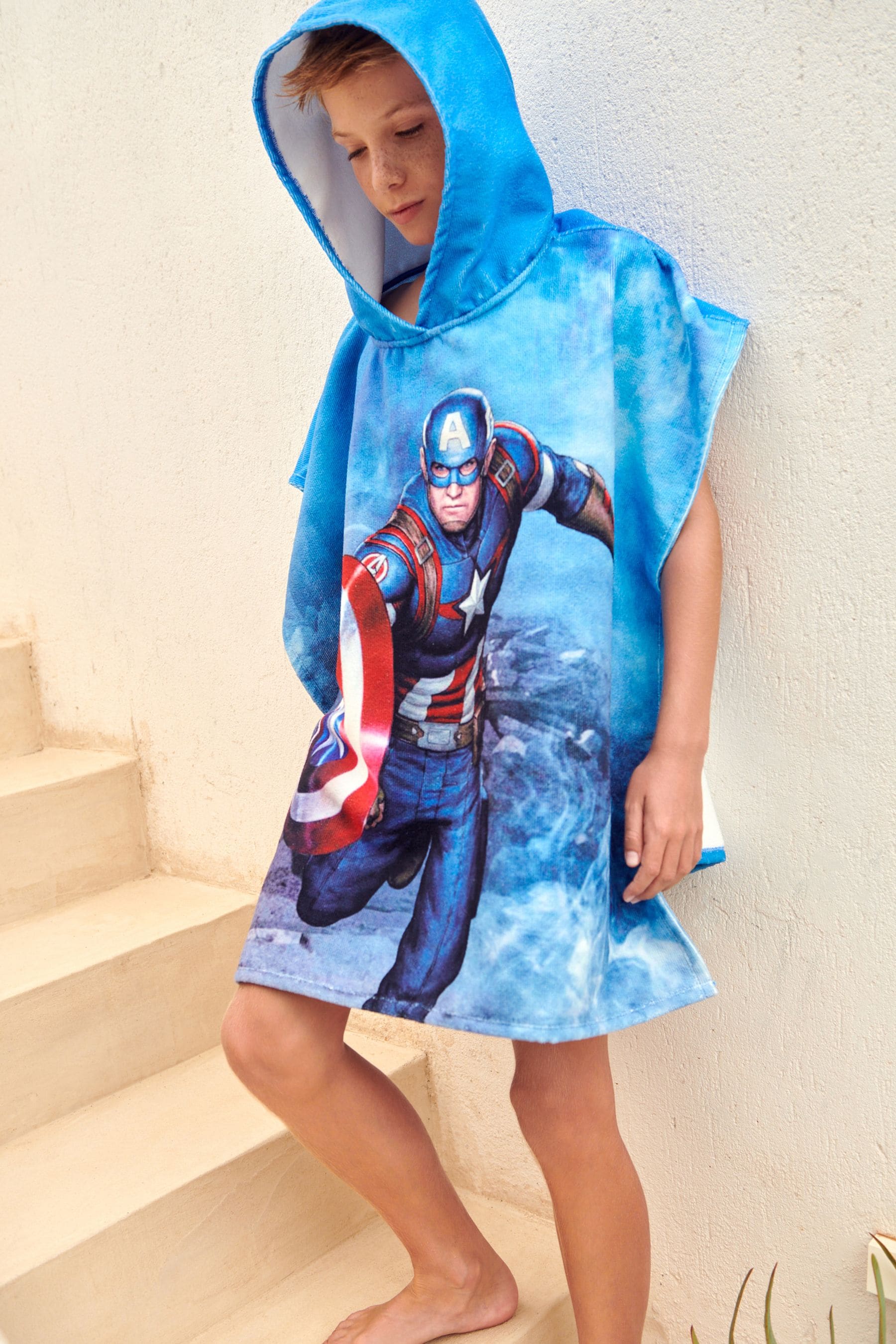 Navy Captain America Towelling Cover-Up (3-16yrs)