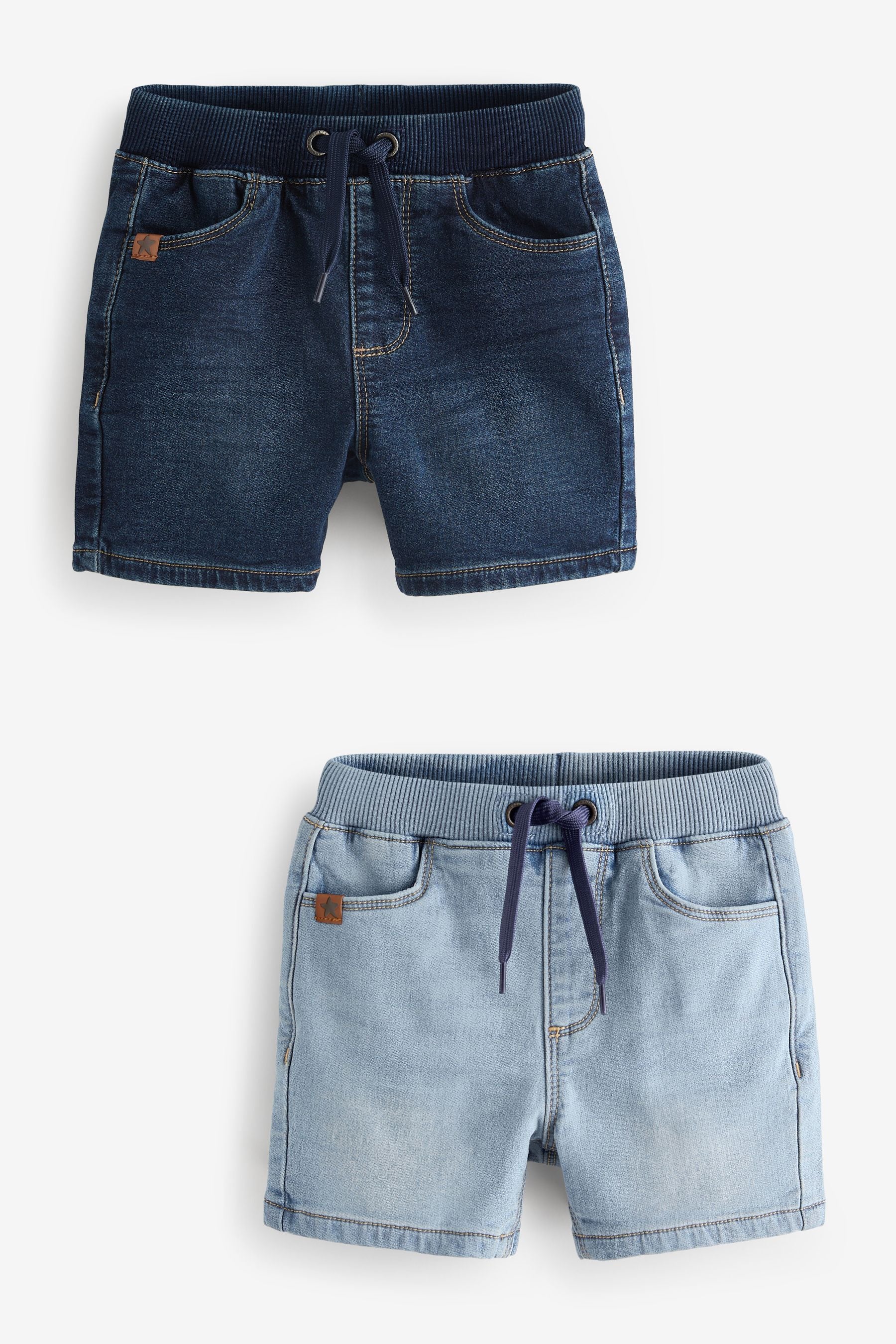 Bleach/Dark Wash Jersey Denim Pull On Shorts 2 Pack (3mths-7yrs)