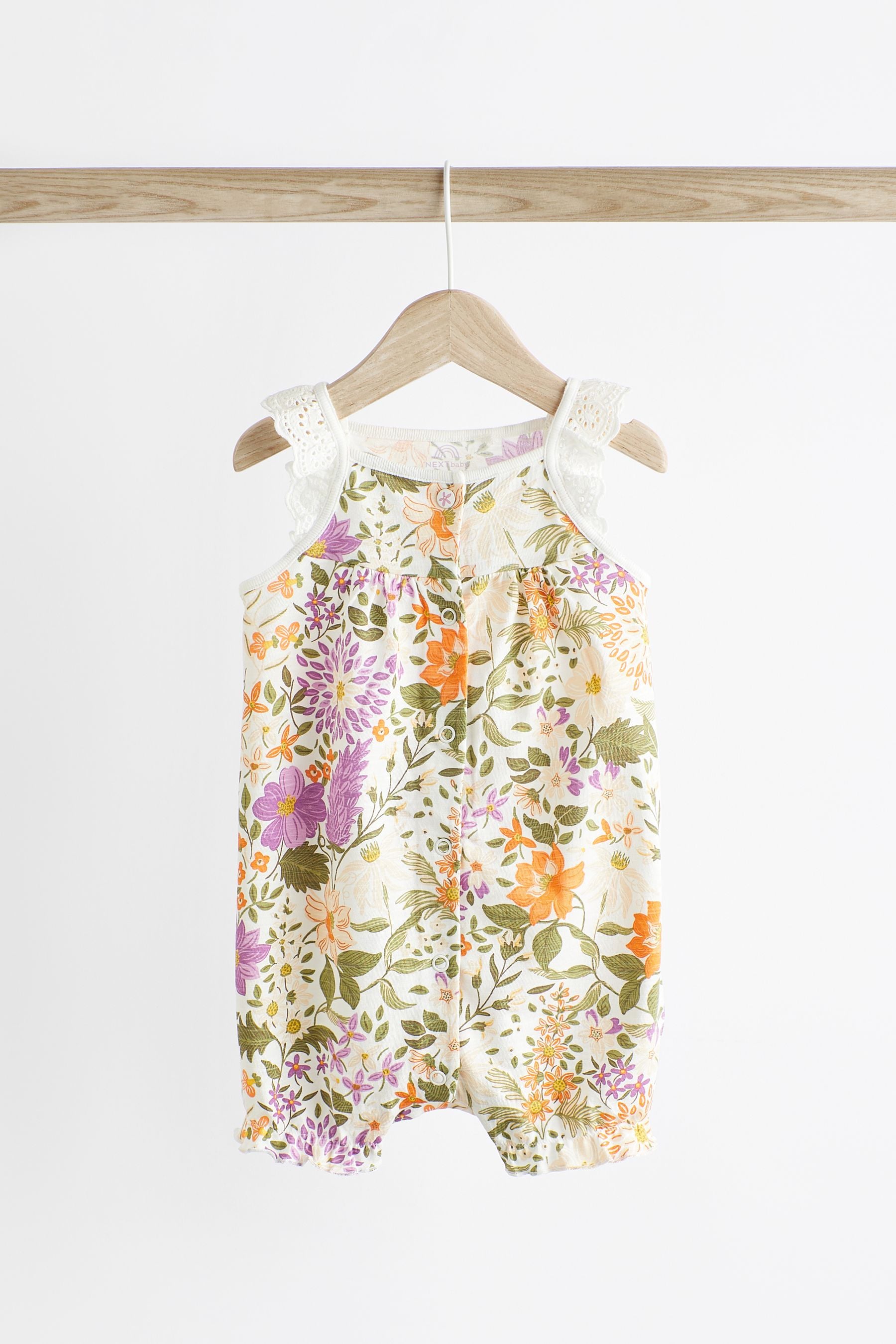 Purple Floral Baby Vest Rompers 3 Pack