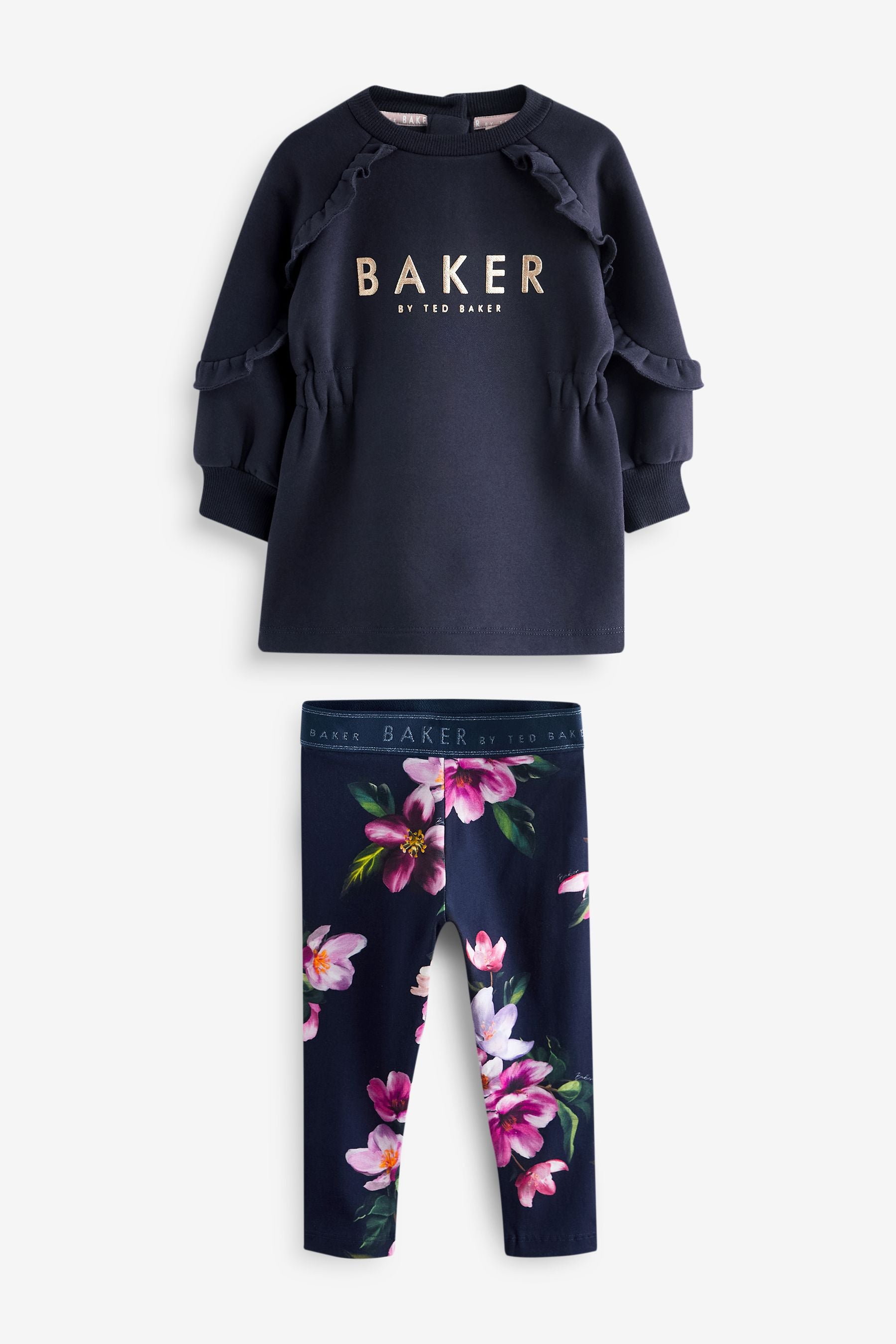 Navy Baker by Ted Baker Floral Legging and Longline Sweater Set