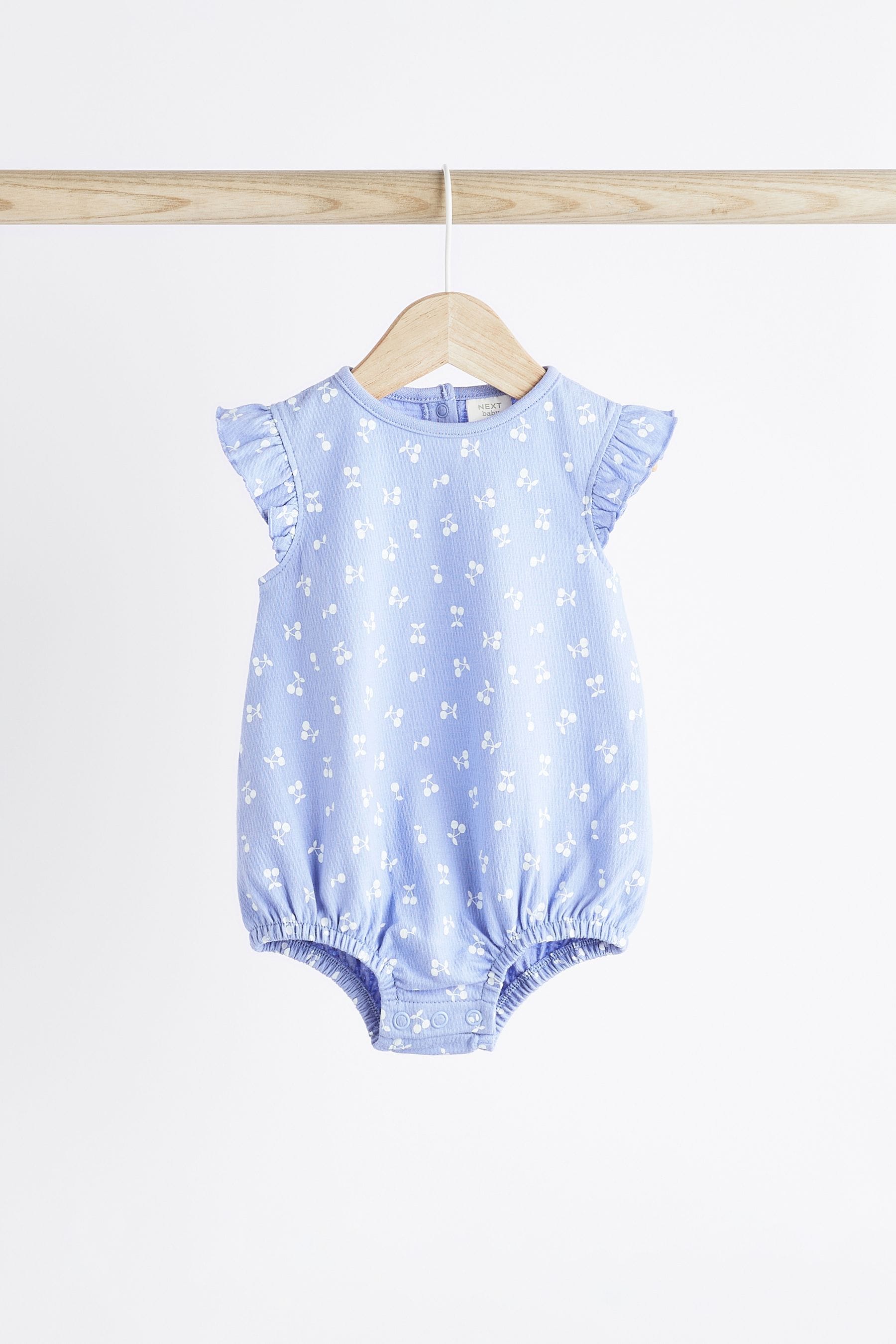 Blue Floral Baby Bloomer Rompers 4 Pack