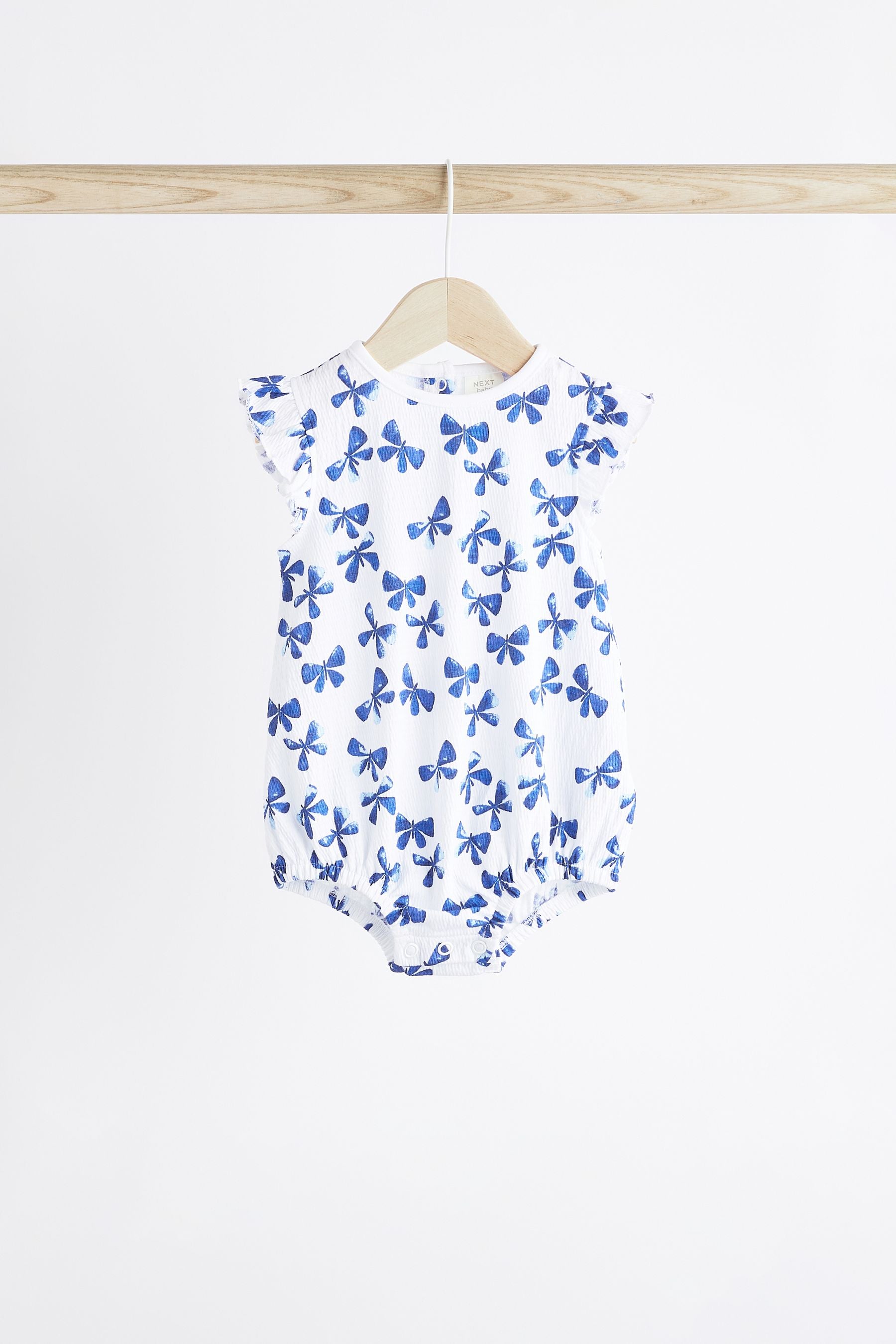 Blue Floral Baby Bloomer Rompers 4 Pack