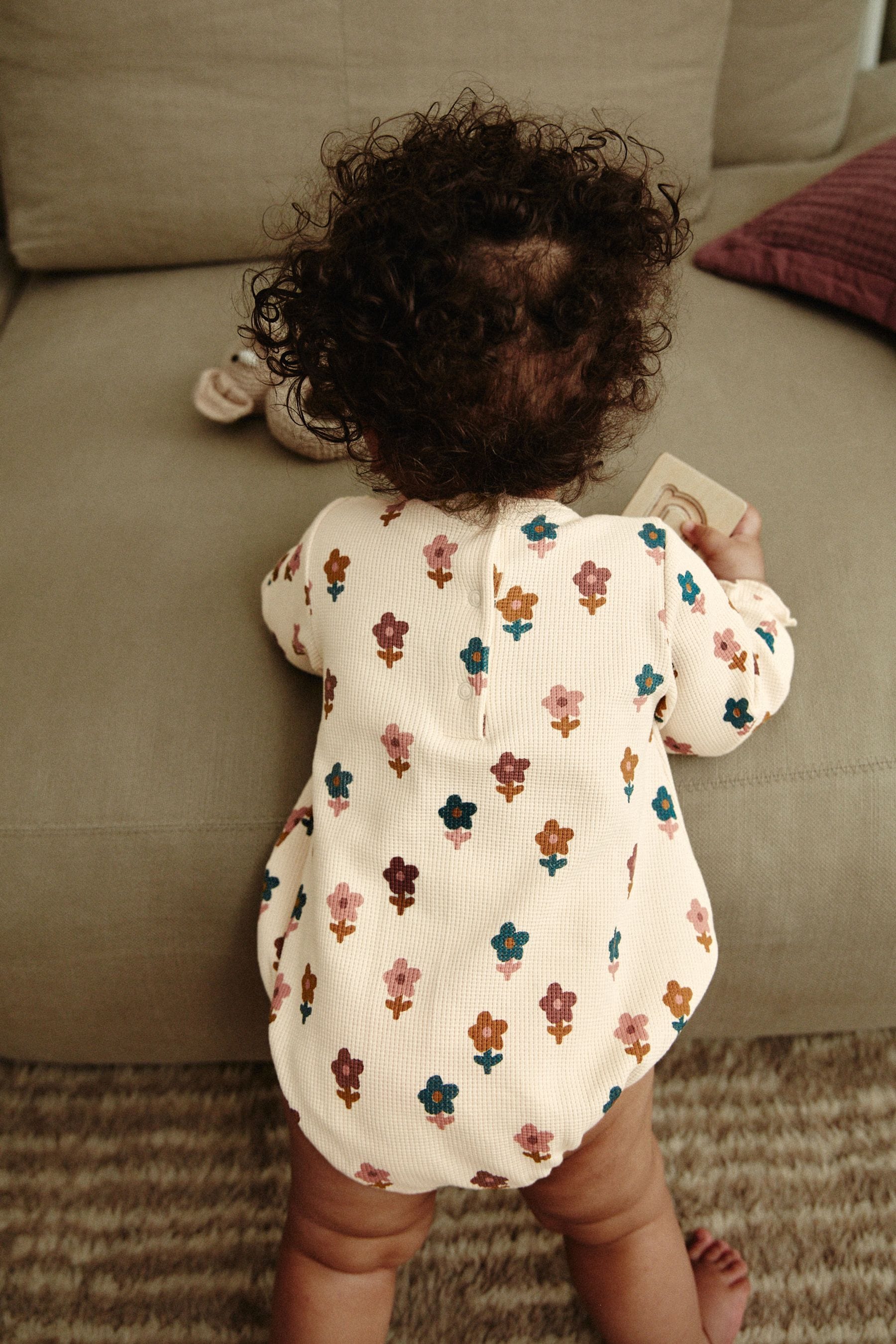 Rust Brown/Cream Flower Print Baby Jersey Bloomer Rompers 2 Pack (0mths-2yrs)