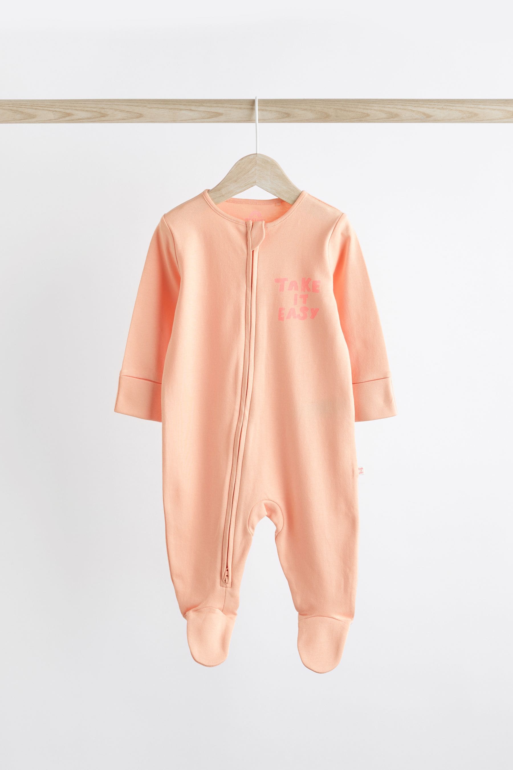 Fluro Orange Baby 100% Cotton Sleepsuits 3 Pack (0mths-2yrs)