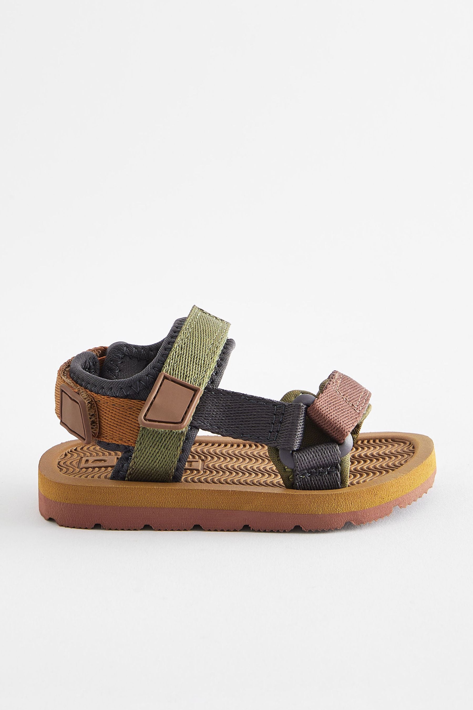 Brown Touch Fastening Adjustable Strap Tape Trekker Sandals