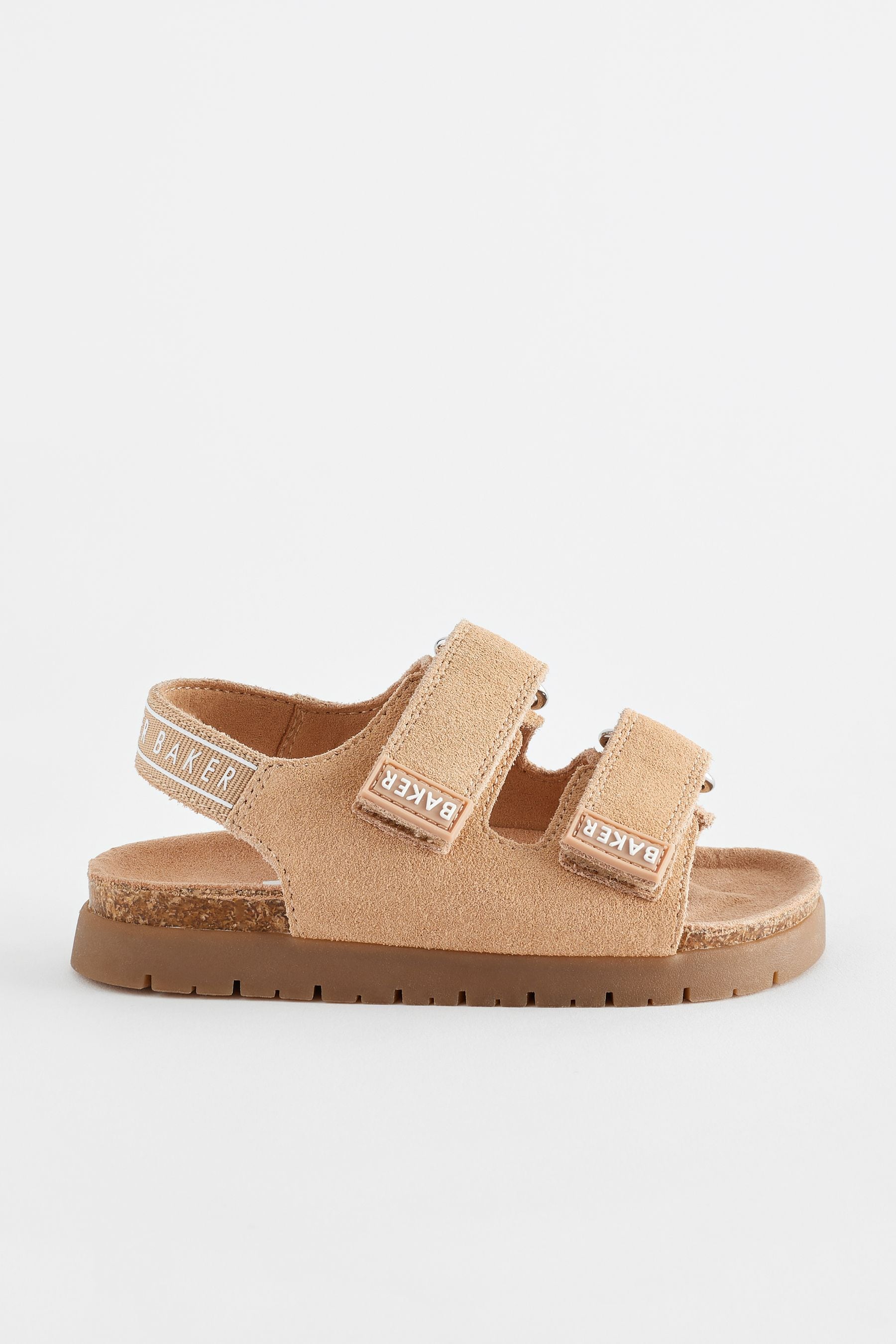 Tan Brown Baker by Ted Baker Boys Suede Footbed Sandals