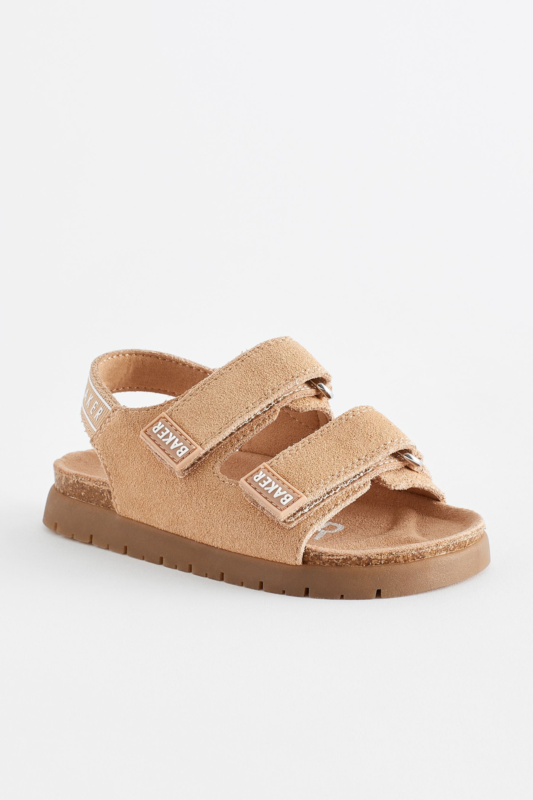 Tan Brown Baker by Ted Baker Boys Suede Footbed Sandals