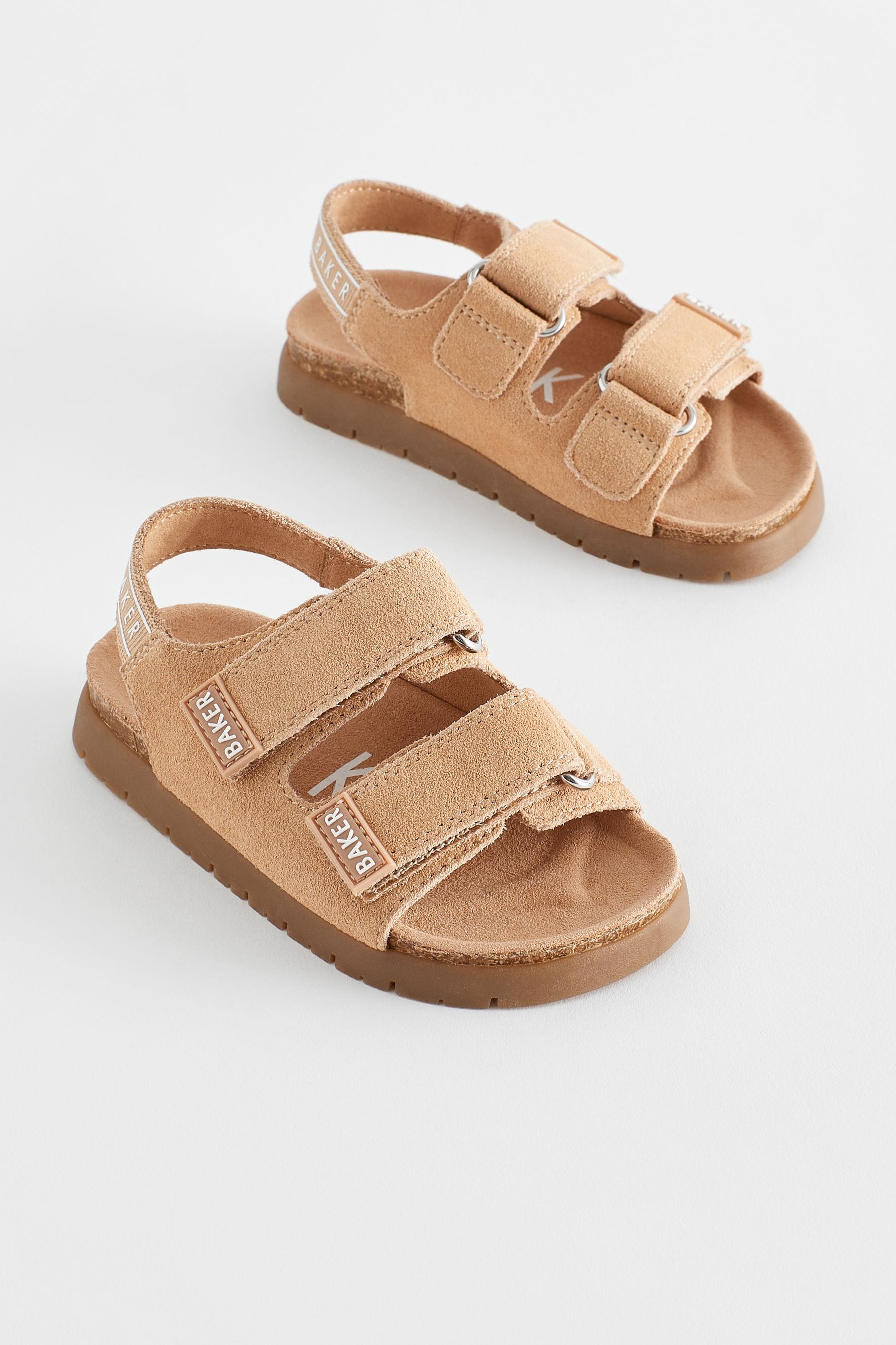 Tan Brown Baker by Ted Baker Boys Suede Footbed Sandals