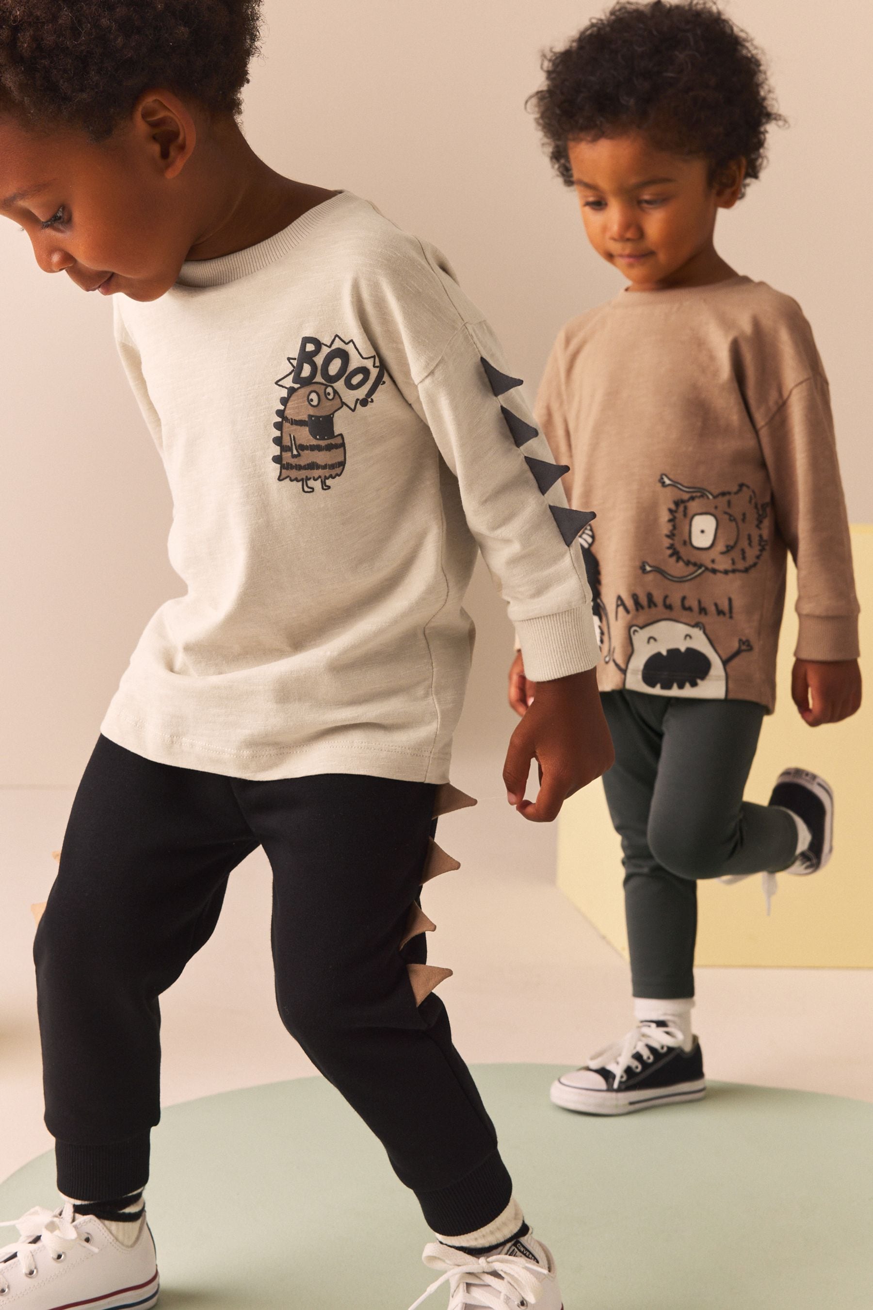 Tan Brown Monsters Long Sleeve T-Shirt And Joggers 2 Pack Set (3mths-7yrs)