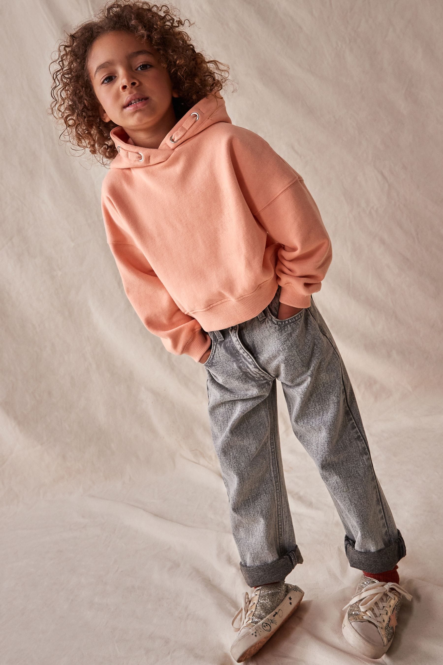 Orange Apricot Cropped Hoodie (3-16yrs)