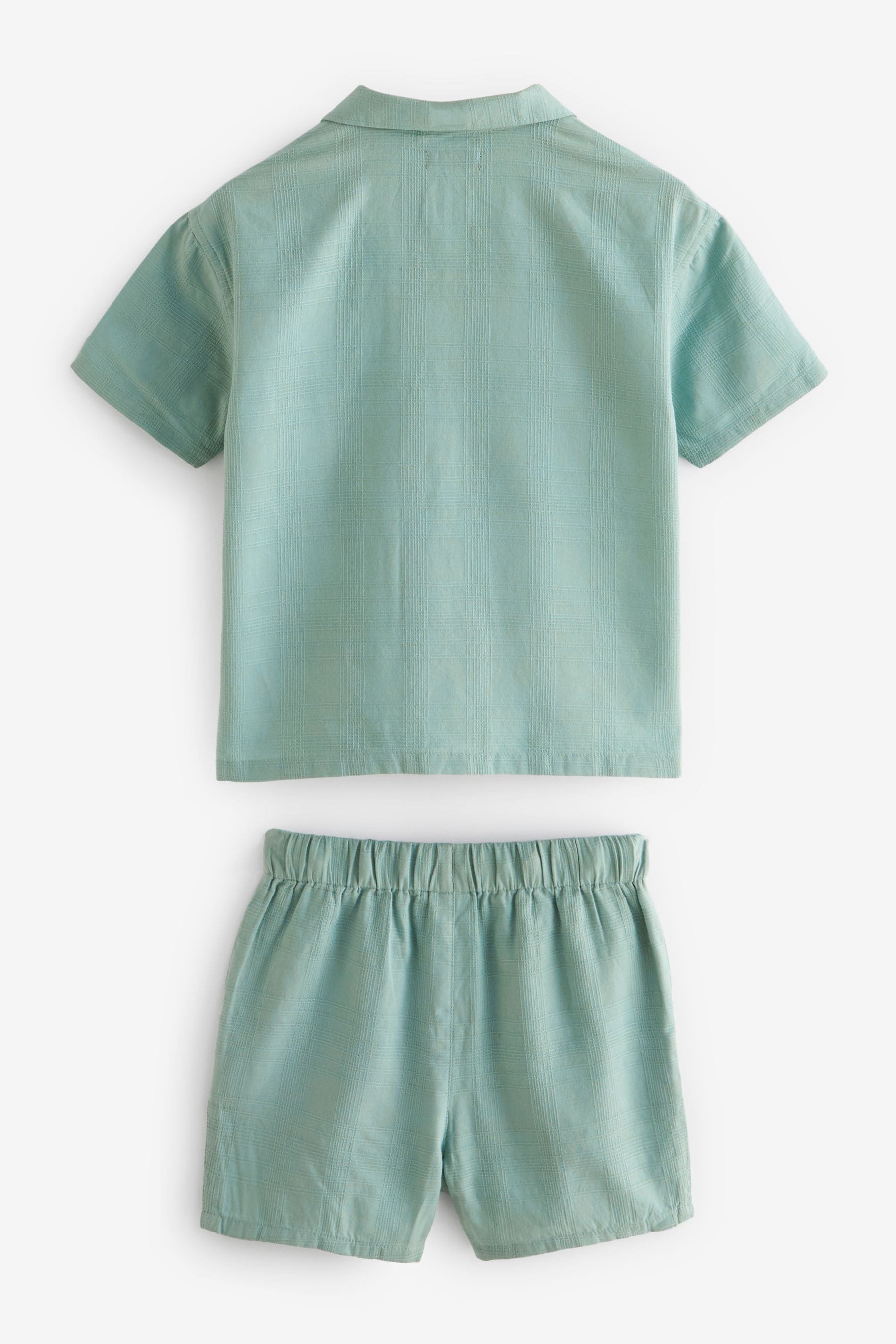 Green Short Sleeve Textured Shirt and Shorts Set (3mths-12yrs)