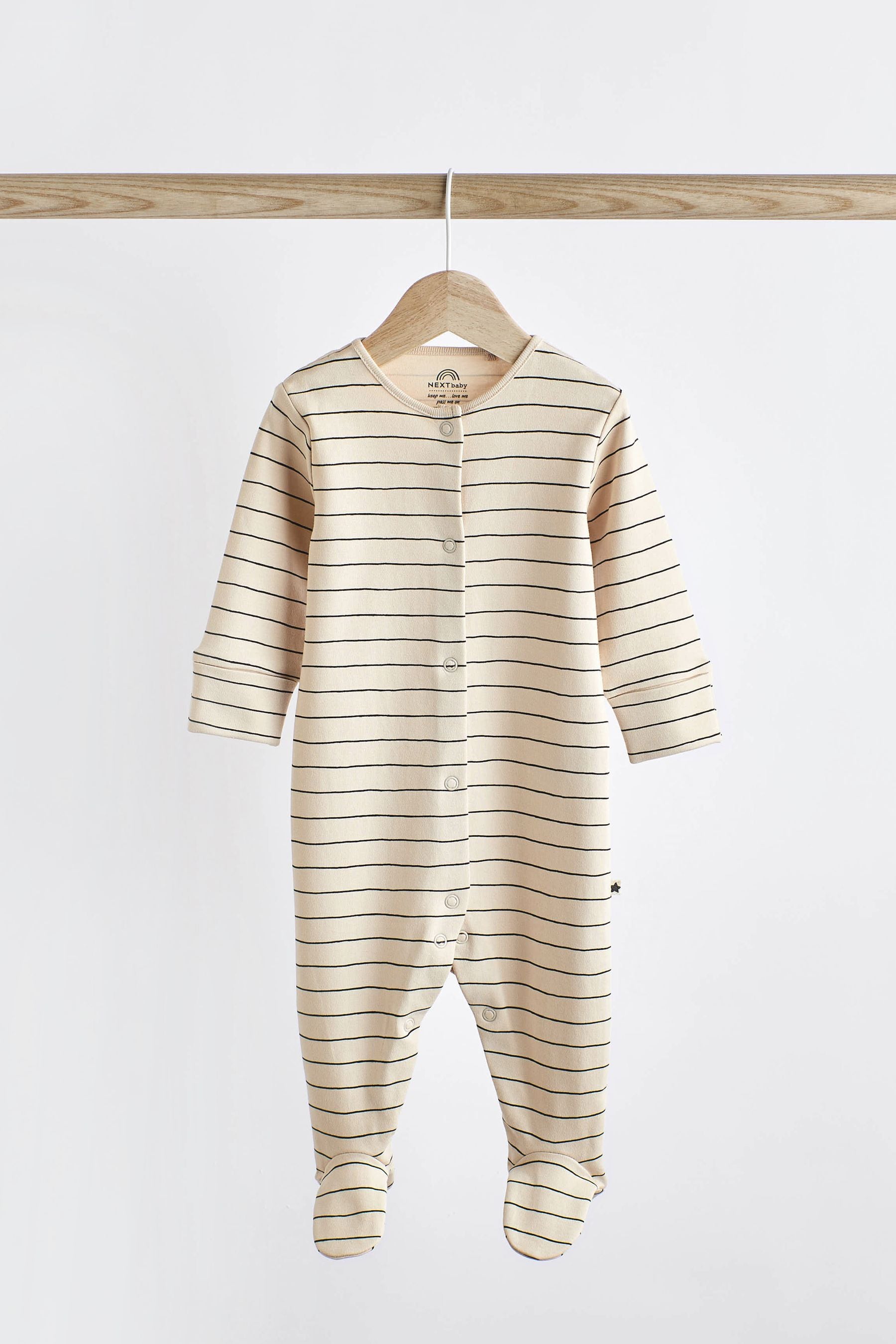 Neutral Spot/Stripe Baby Cotton Sleepsuits 5 Pack (0-2yrs)