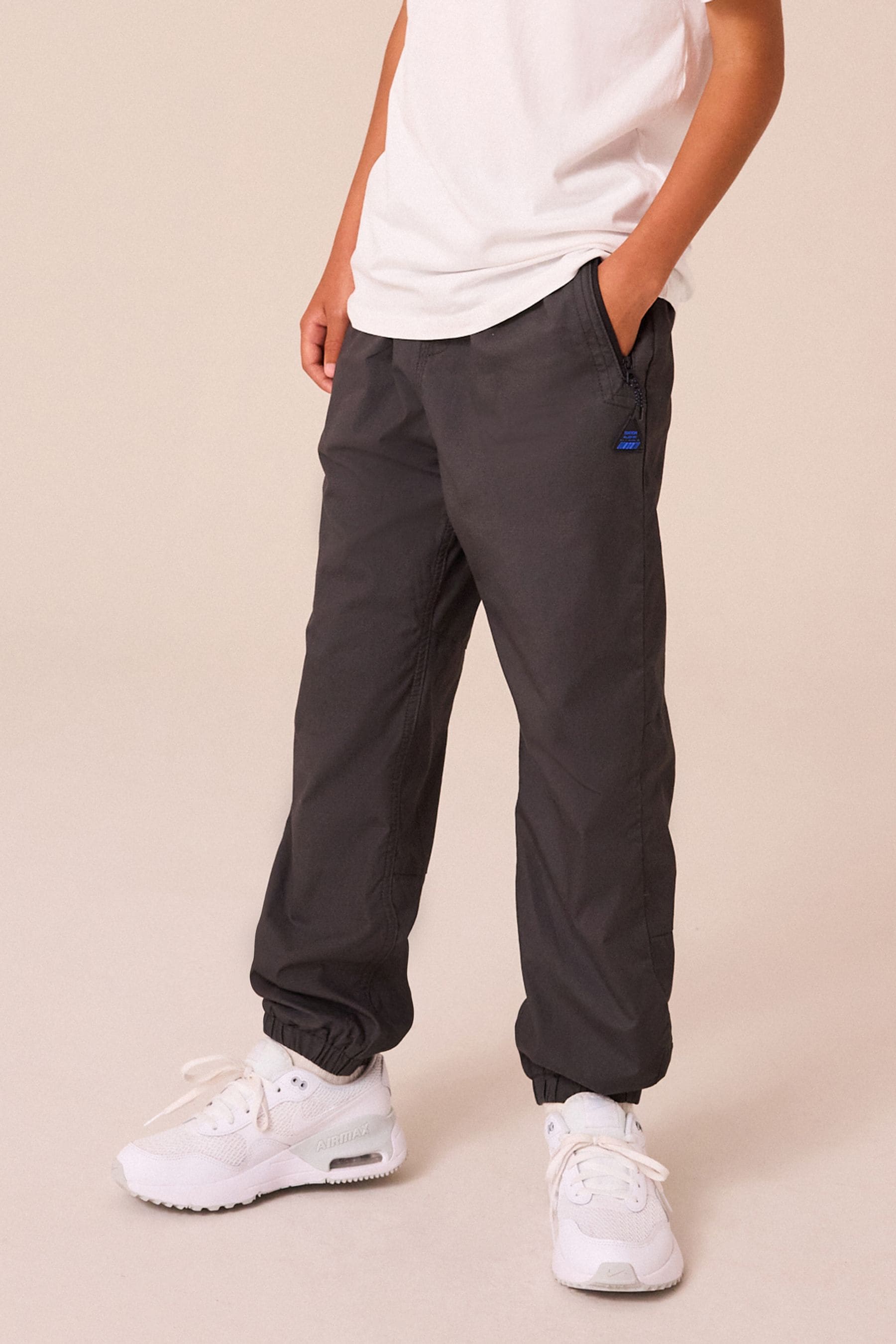 Charcoal Grey Lined Zip Pocket Pull-On 100% Cotton Trousers (3-16yrs)