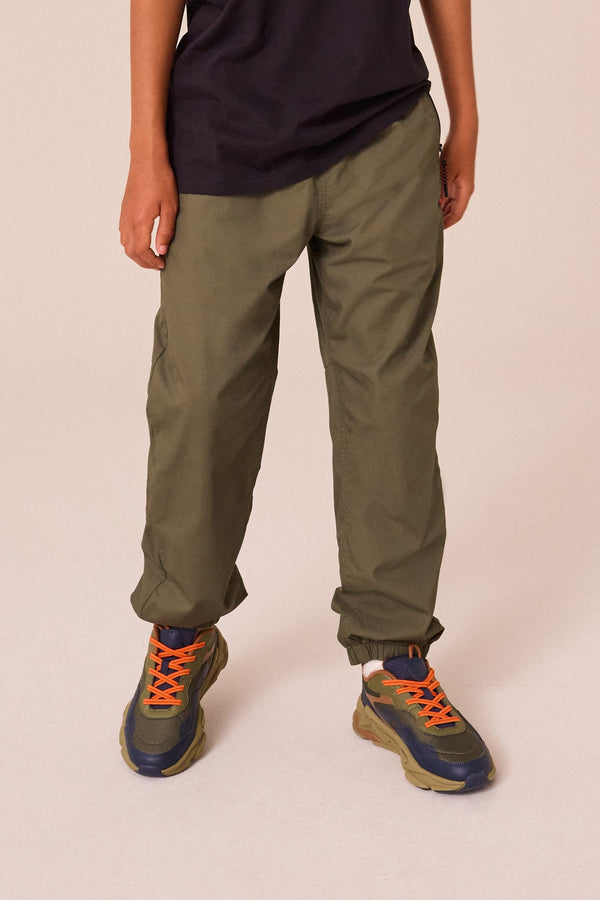 Khaki Green Lined Zip Pocket Pull-On 100% Cotton Trousers (3-16yrs)