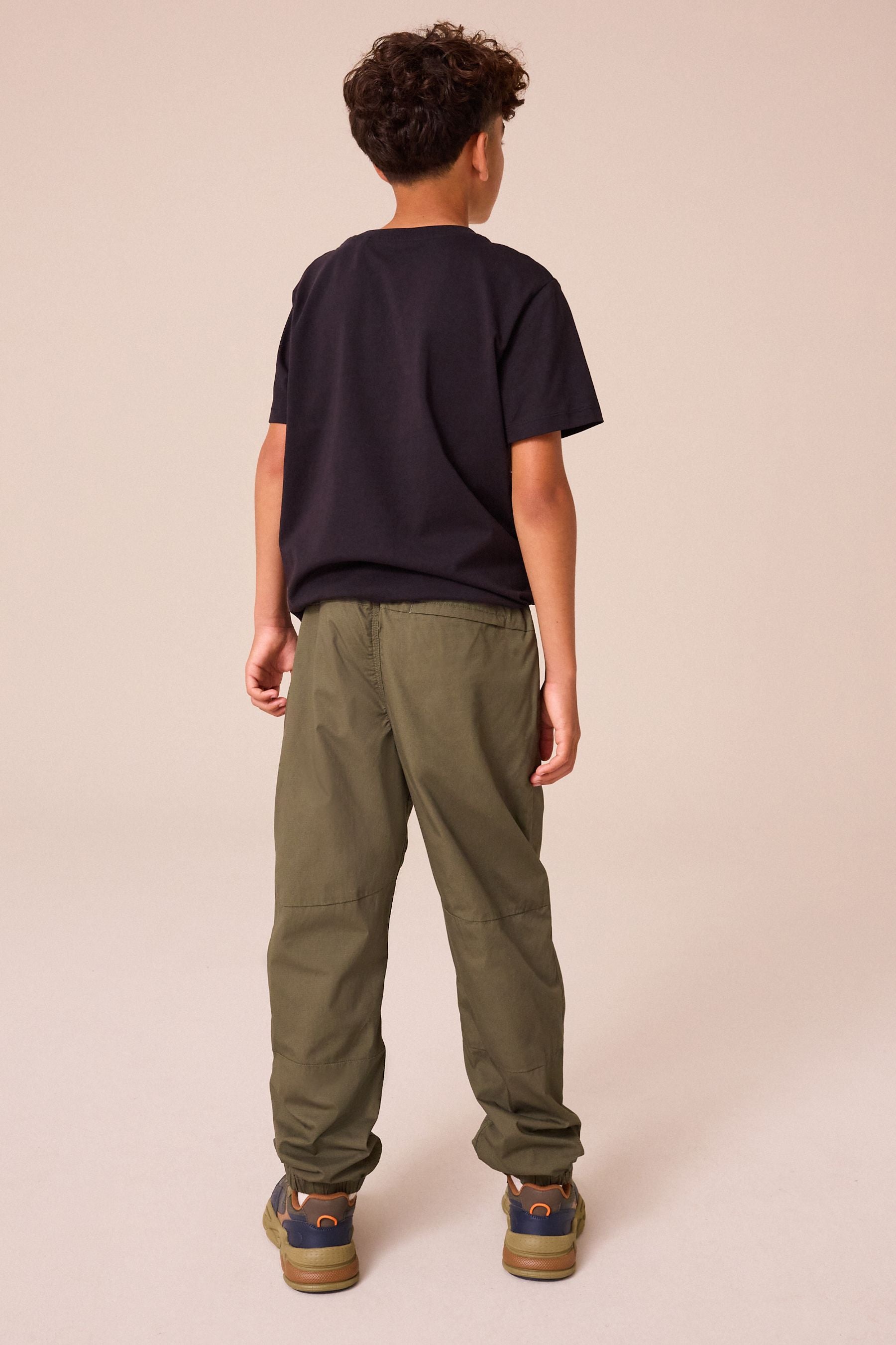 Khaki Green Lined Zip Pocket Pull-On 100% Cotton Trousers (3-16yrs)