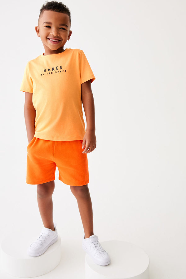 Orange Baker by Ted Baker Navy/White 100% Cotton T-Shirt and Shorts Set