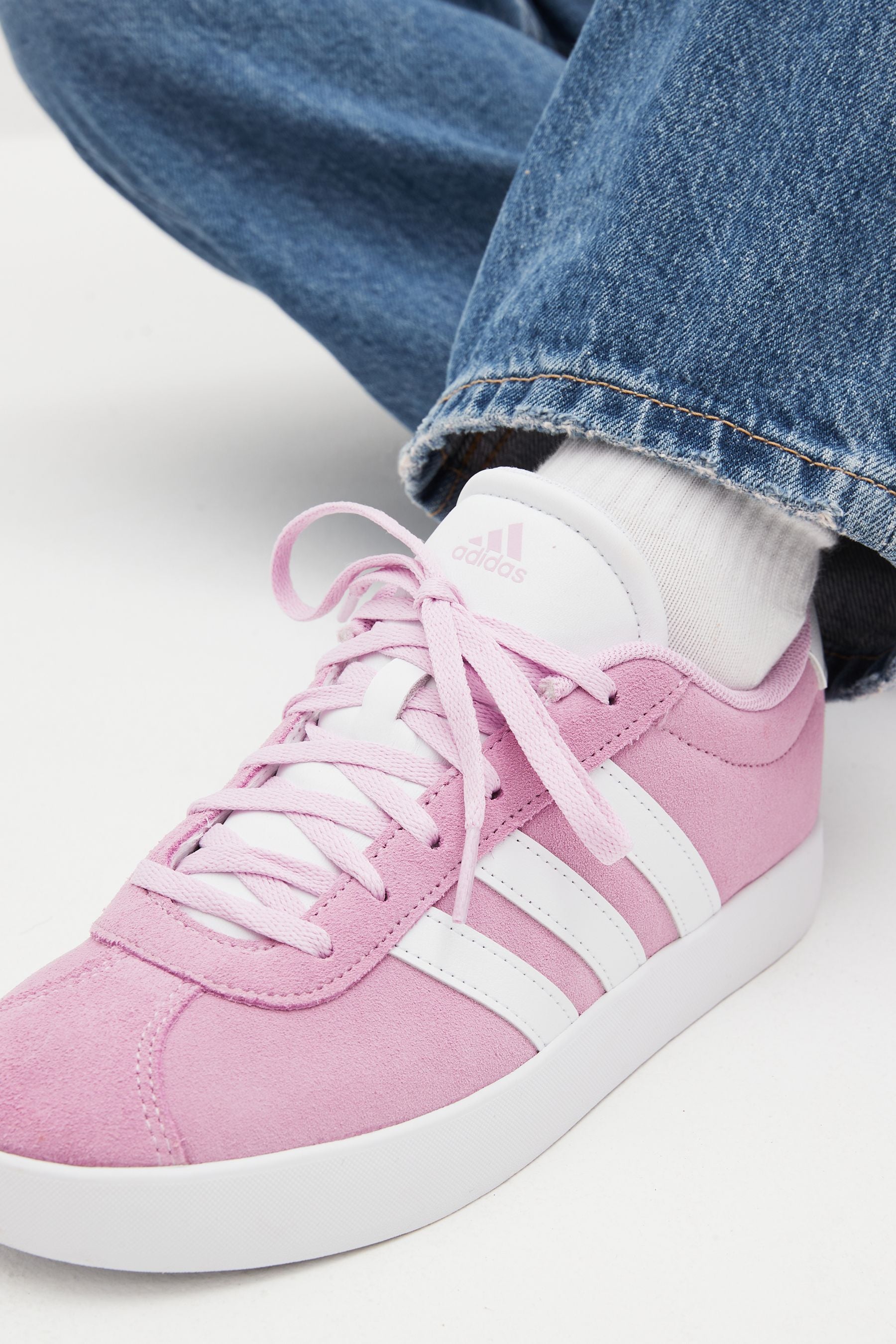 Pink/White adidas Junior Sportswear VL Court Trainers