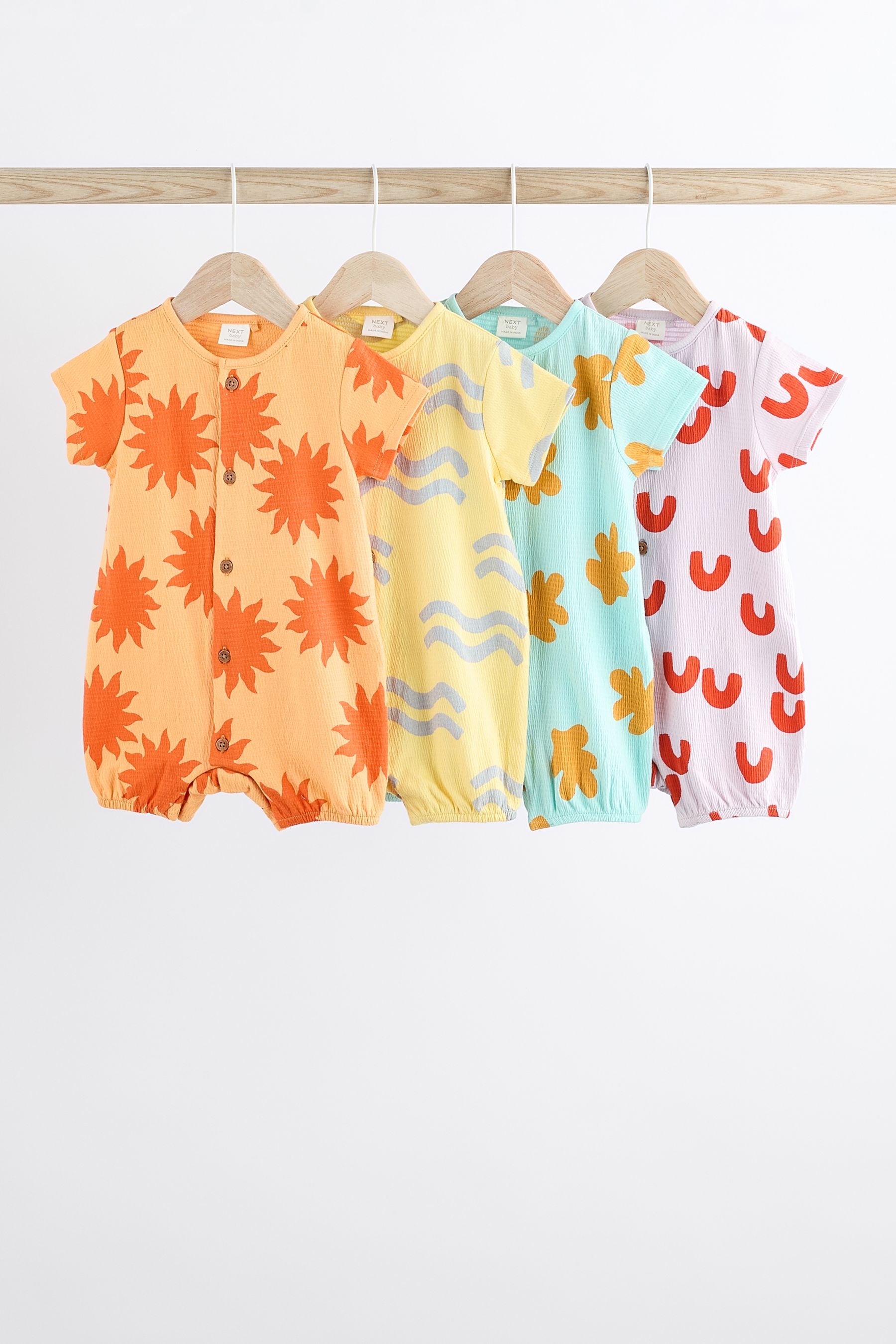 Multi Bright Baby Romper 4 Pack (0mths-3yrs)