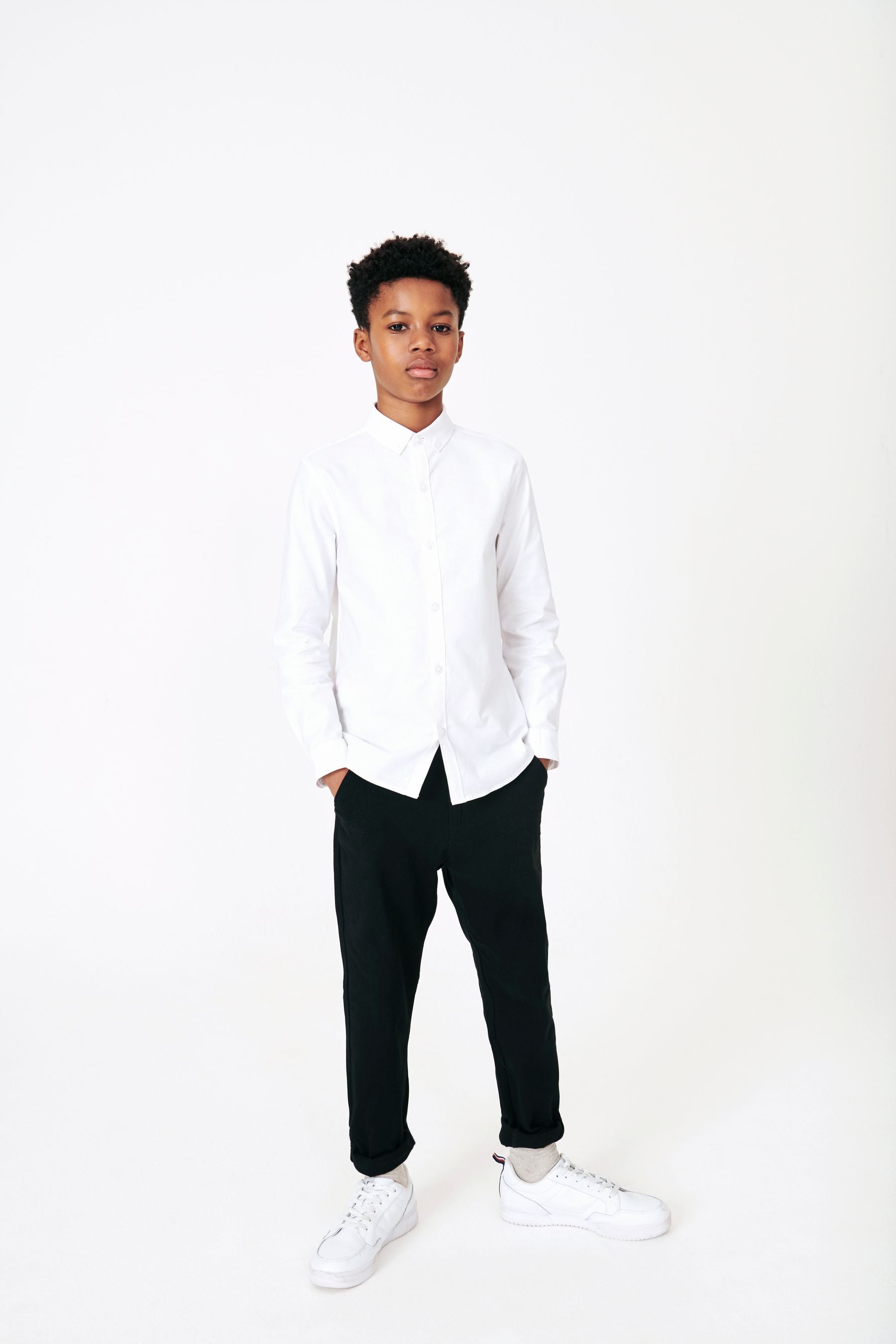 White Plain Single Oxford Shirt (3-16yrs)