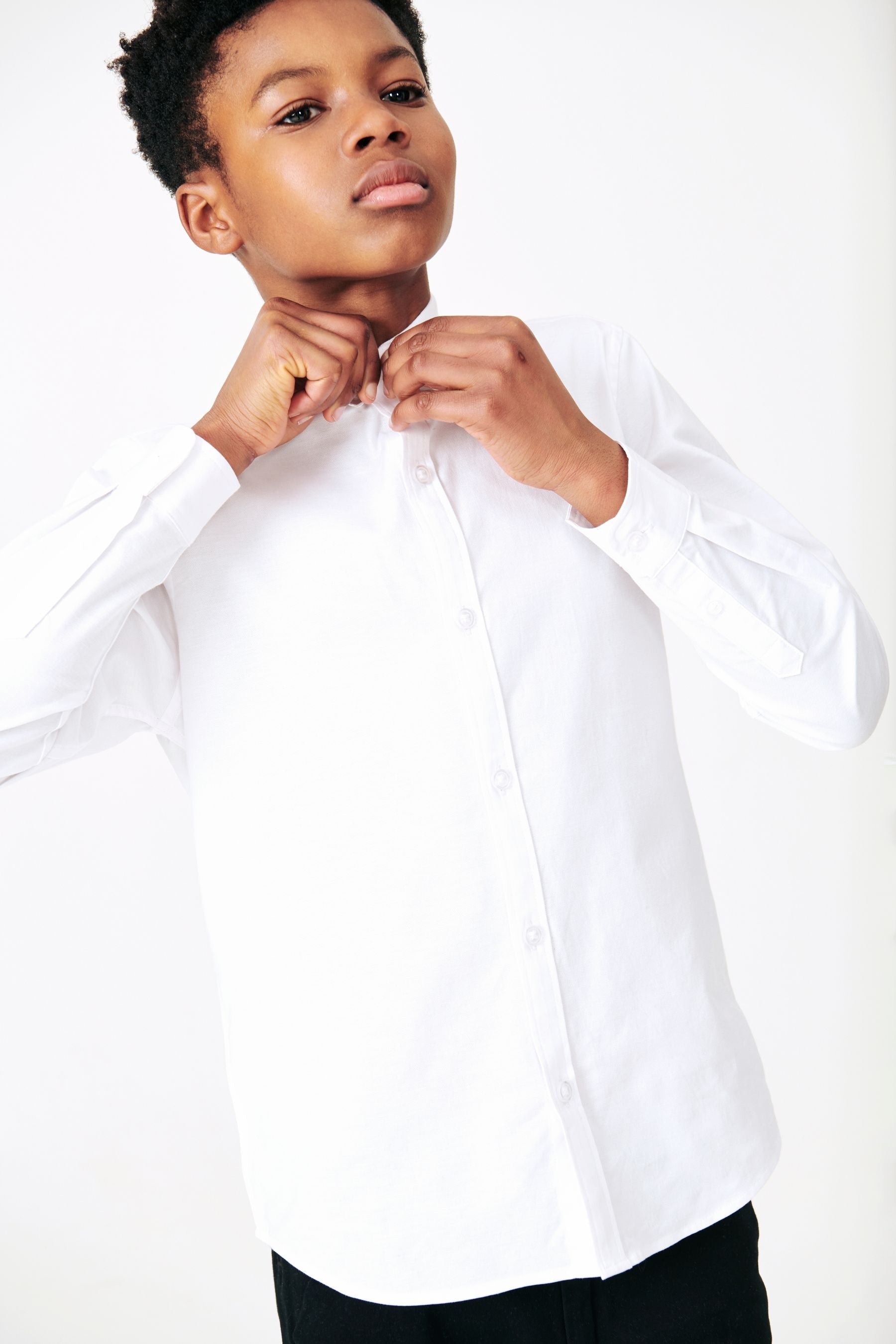 White Plain Single Oxford Shirt (3-16yrs)