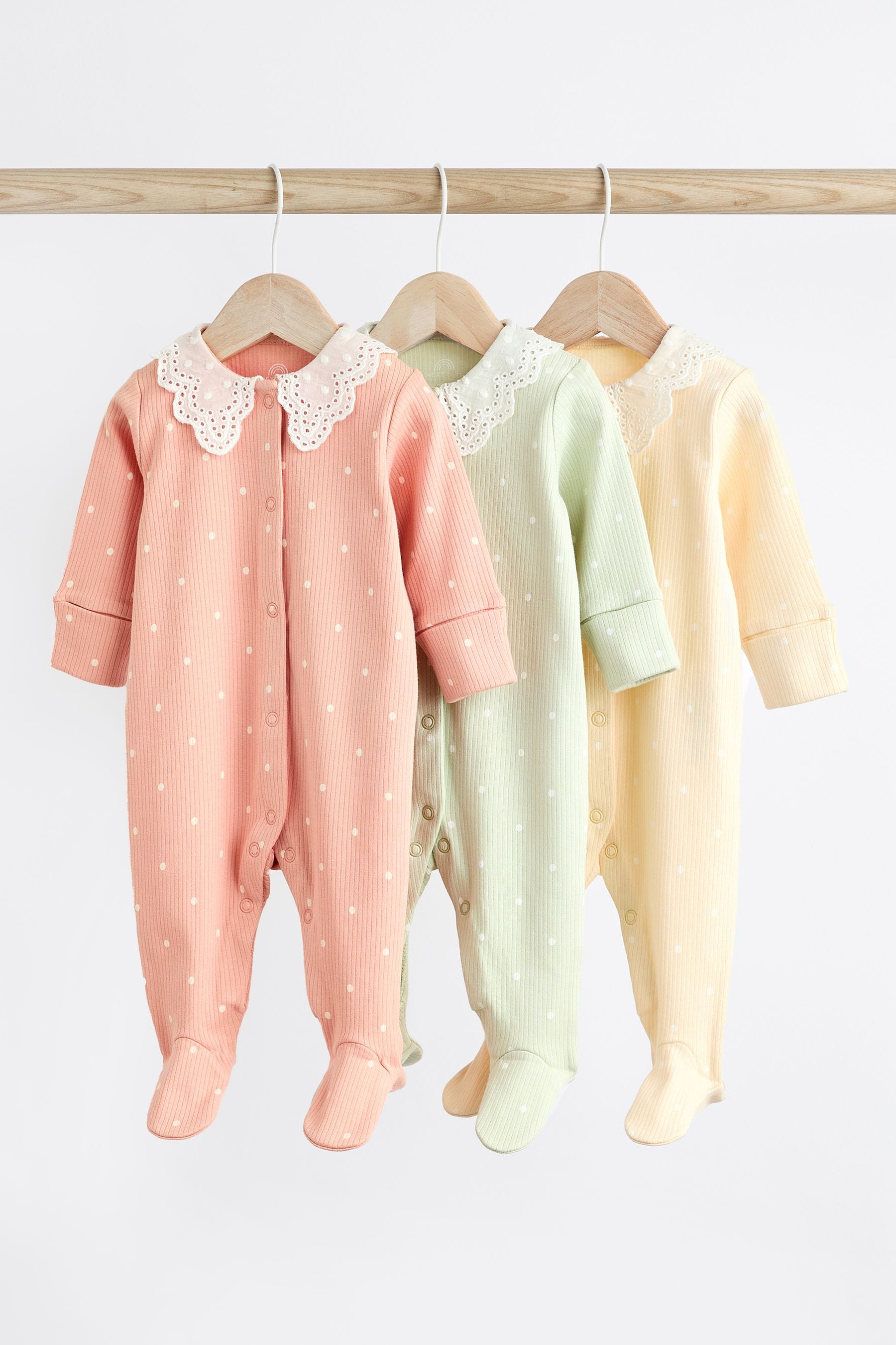 Peach Pink Baby Collared 100% Cotton Sleepsuit (0mths-2yrs)