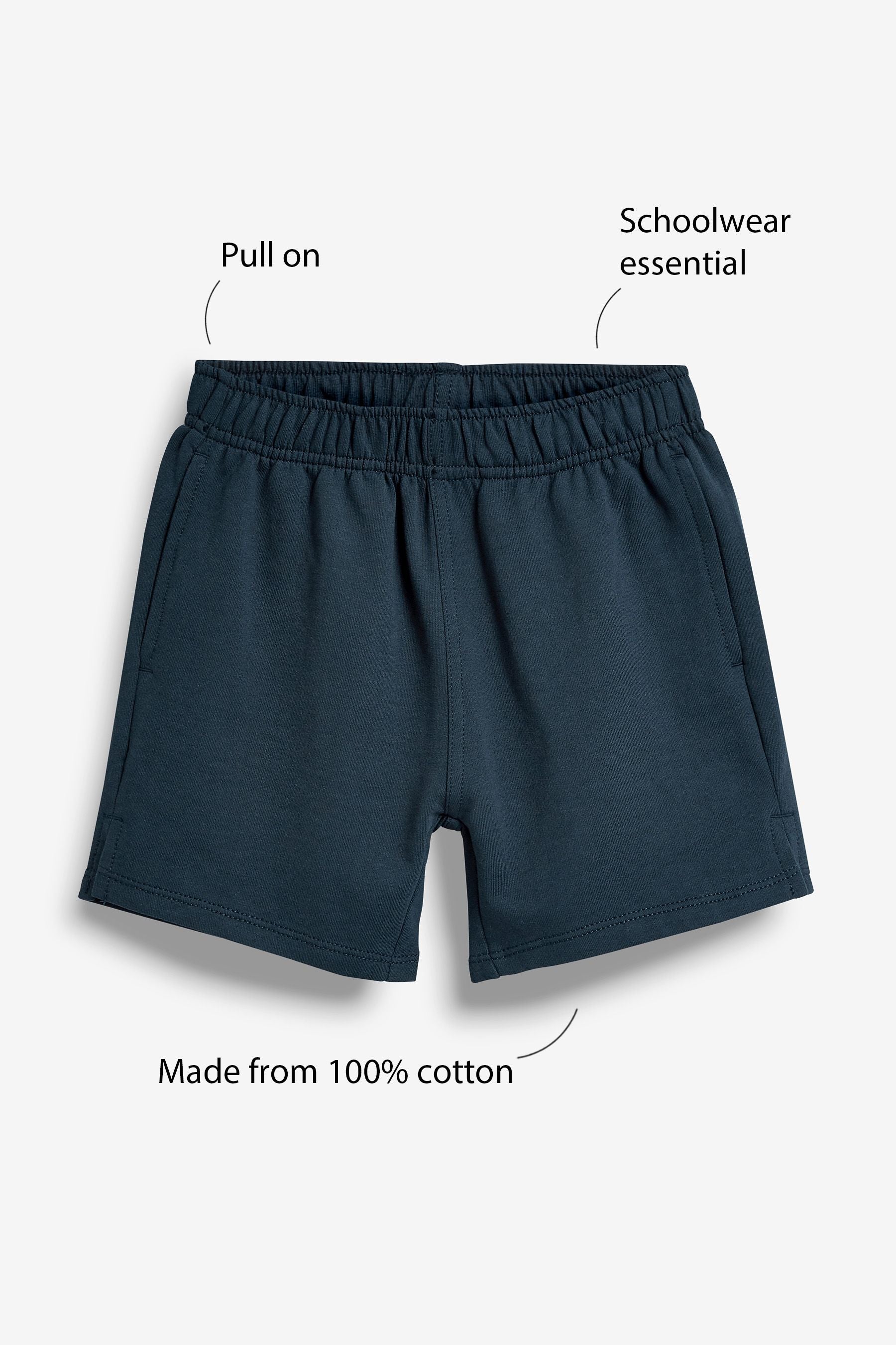 Navy Blue 100% Cotton Jersey School Shorts (3-16yrs)