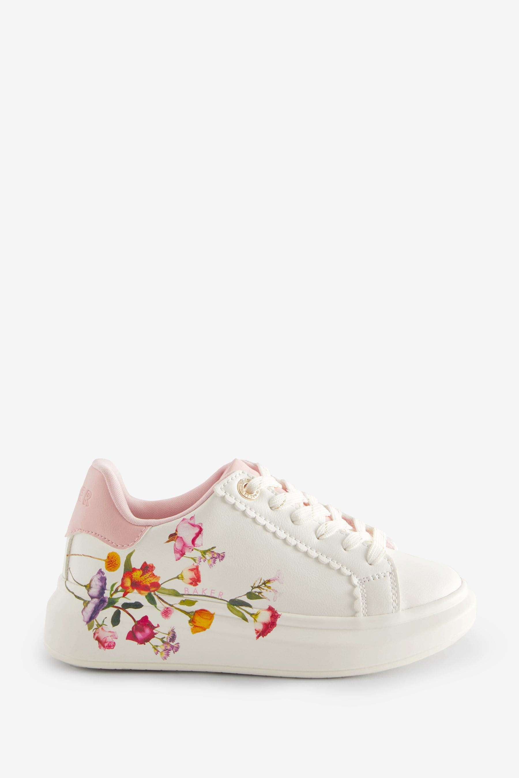 White Baker by Ted Baker Girls Floral Chunky Trainers