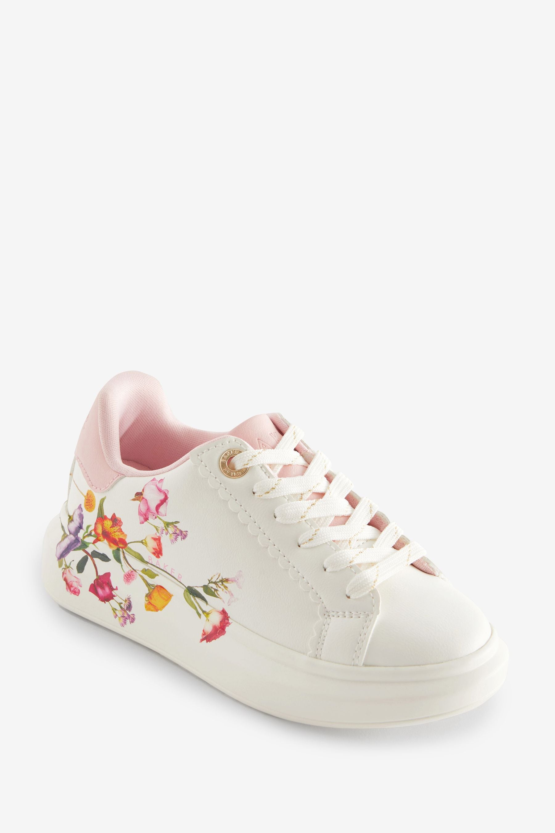 White Baker by Ted Baker Girls Floral Chunky Trainers