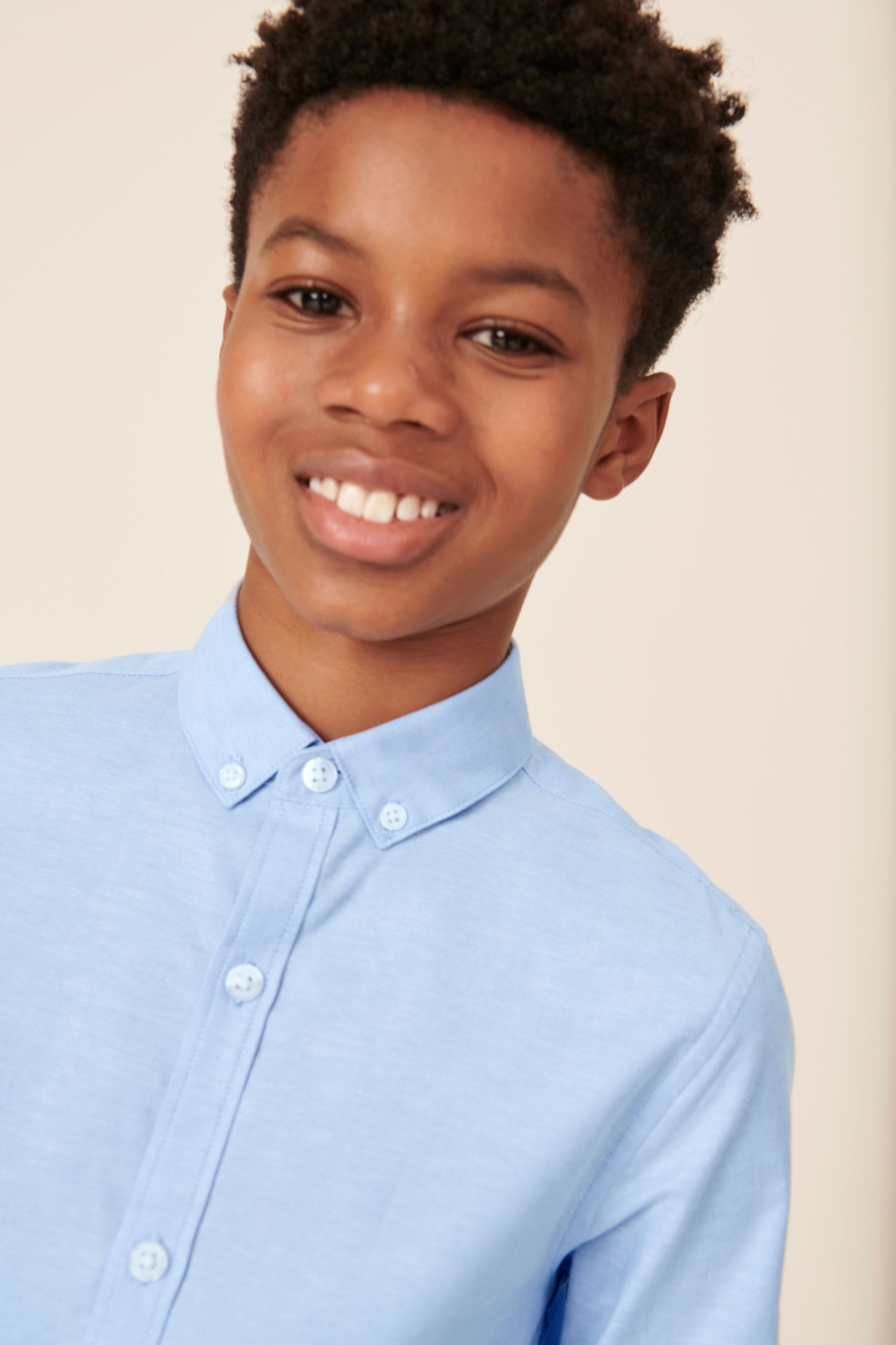 Blue Plain Single Oxford Shirt (3-16yrs)