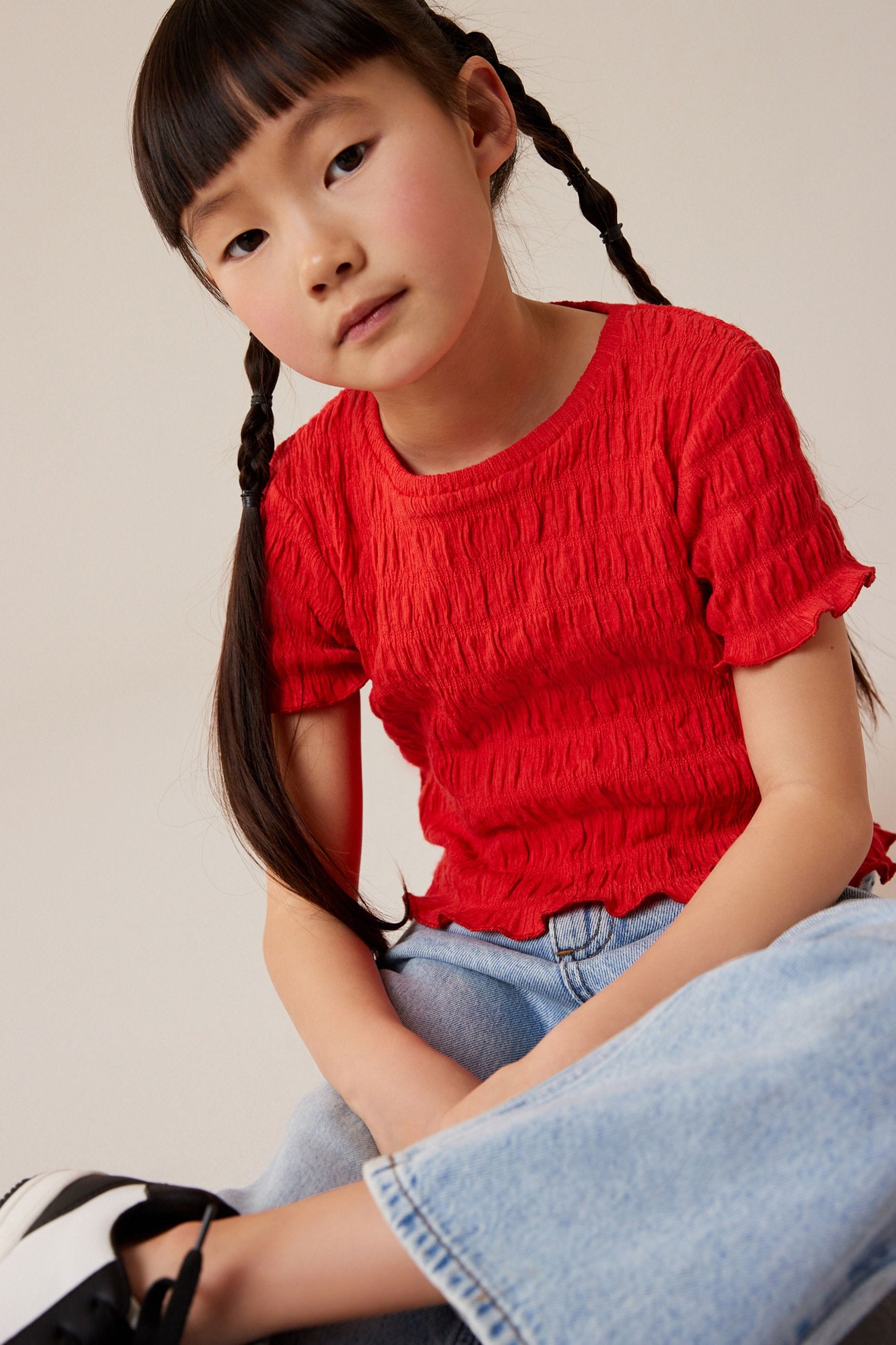 Red Textured Top (3-16yrs)