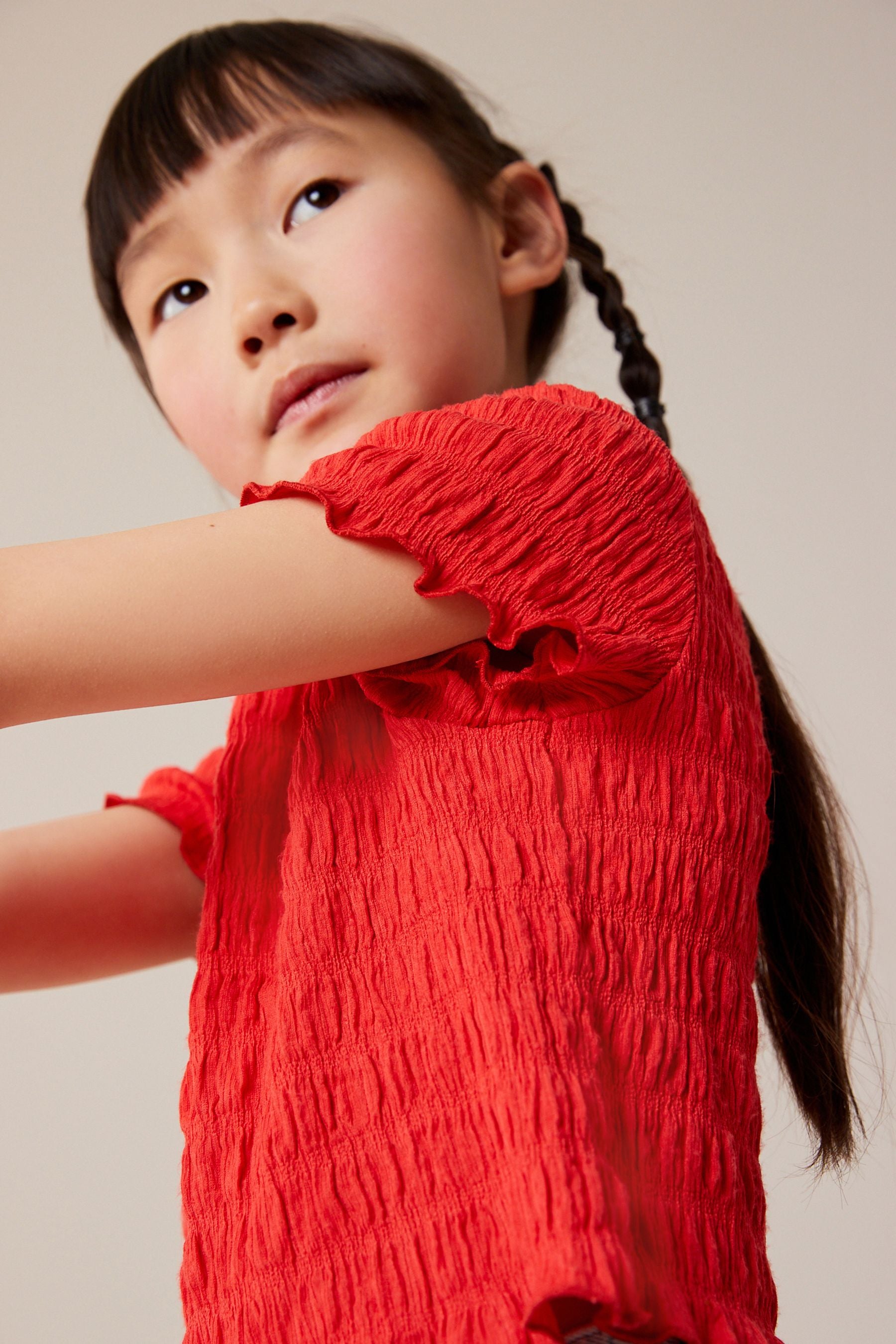 Red Textured Top (3-16yrs)