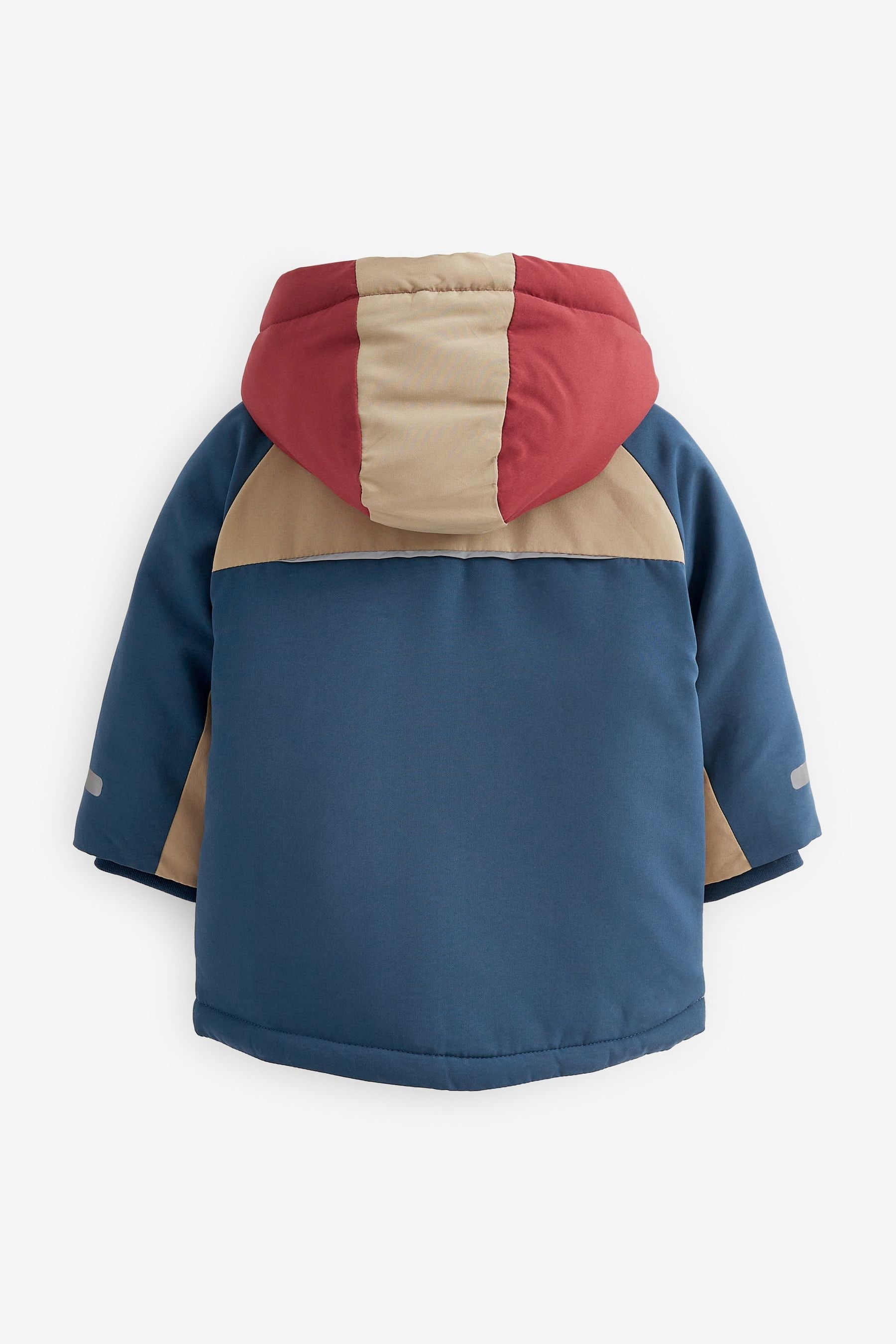 Blue Colourblock Shower Resistant Parka Coat (3mths-7yrs)