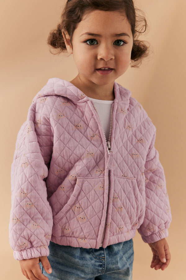 Pink Quilted Zip Through Hoodie (3mths-7yrs)