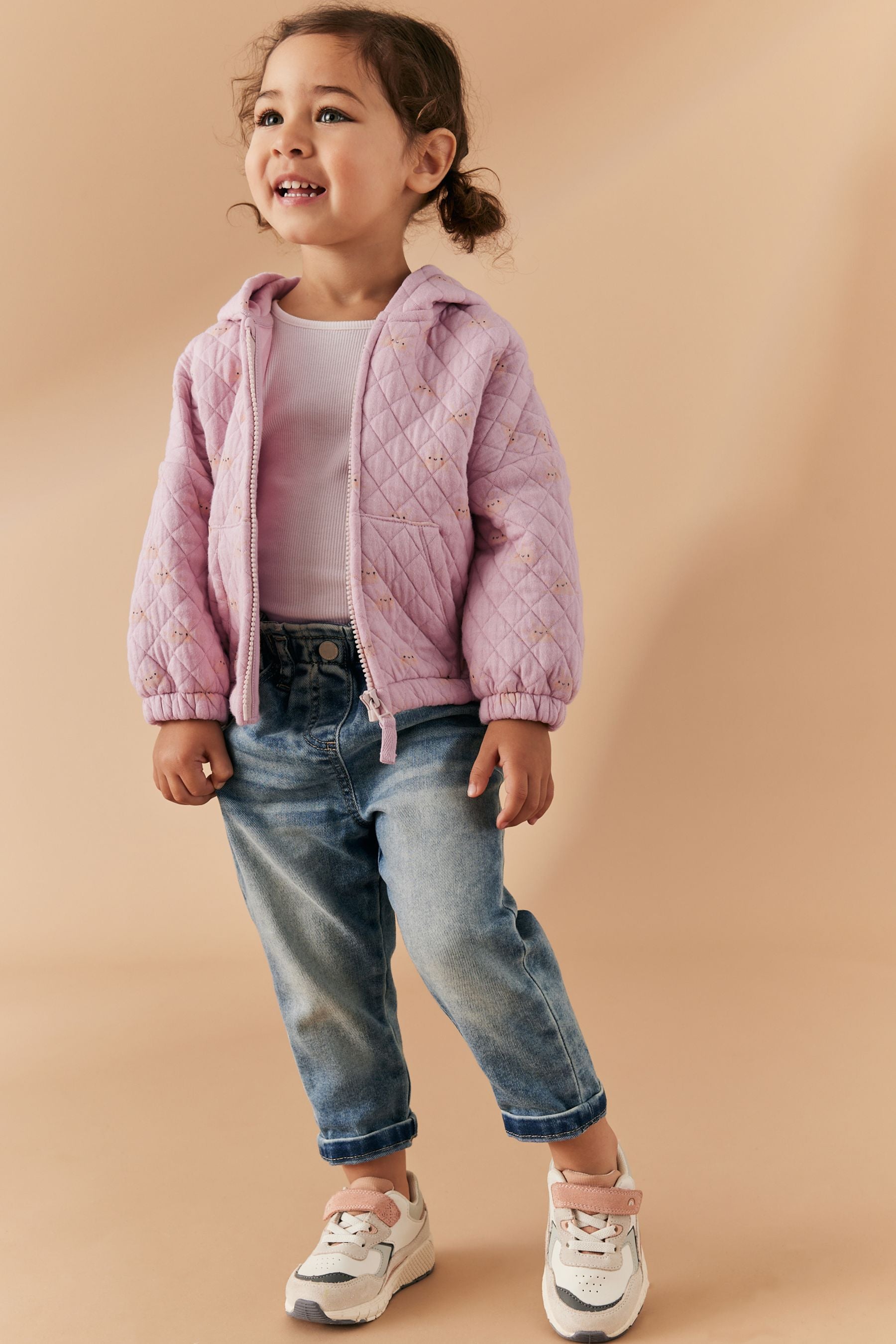 Pink Quilted Zip Through Hoodie (3mths-7yrs)