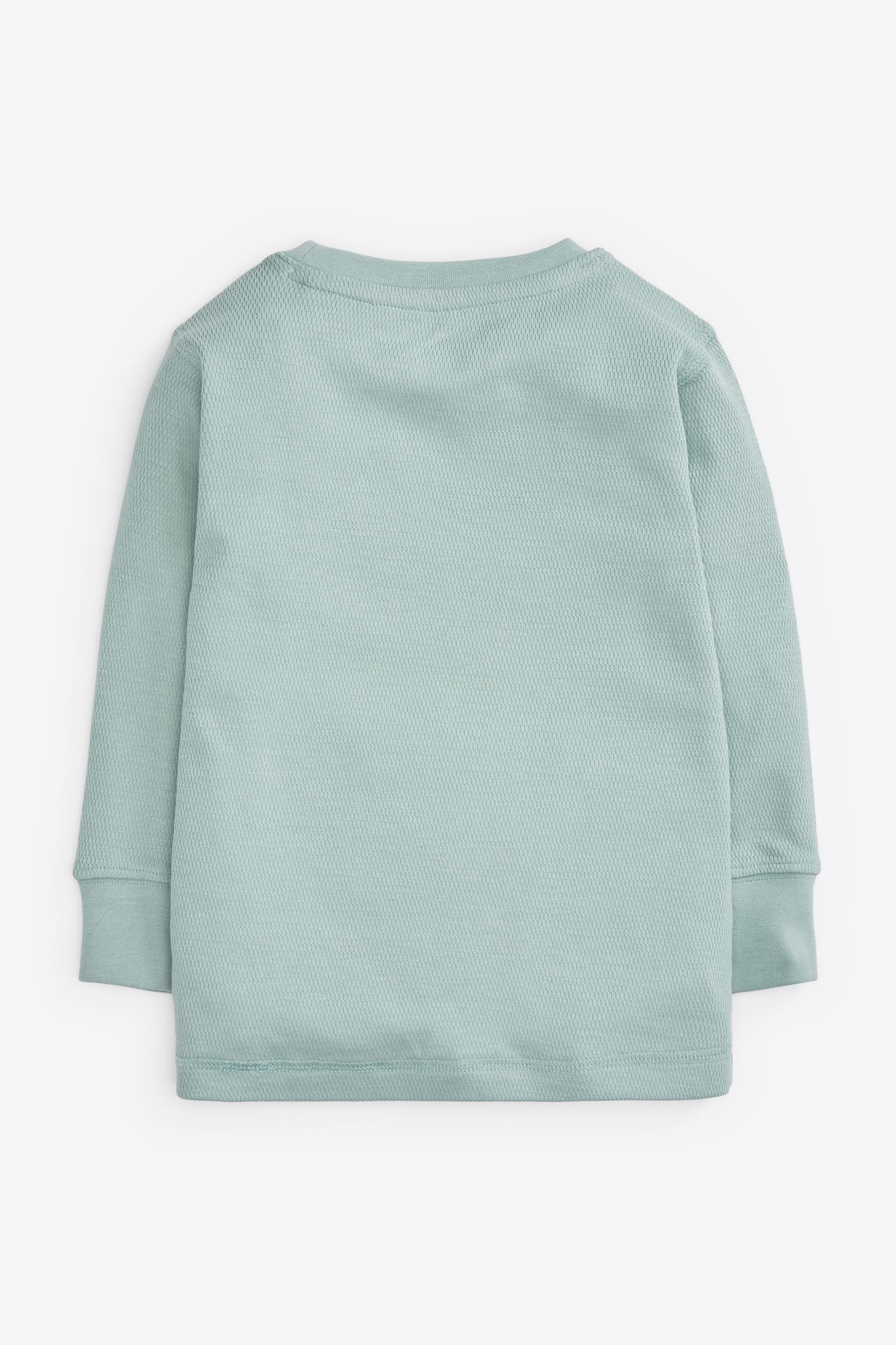 Light Blue/Neutral Long Sleeve Textured 100% Cotton T-Shirts 3 Pack (3mths-7yrs)