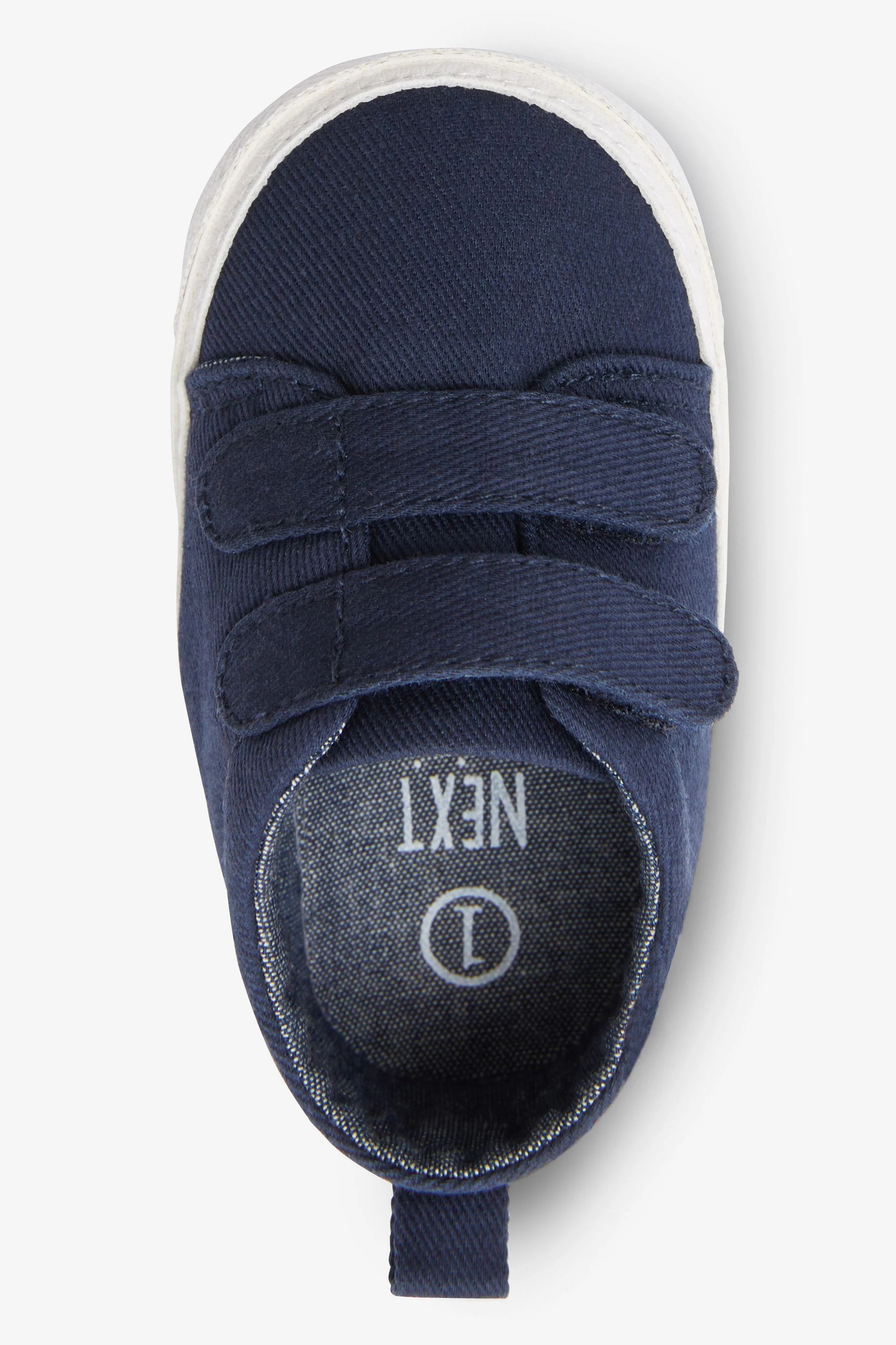 Navy Blue Tape Two Strap Baby Pram Shoes (0-24mths)