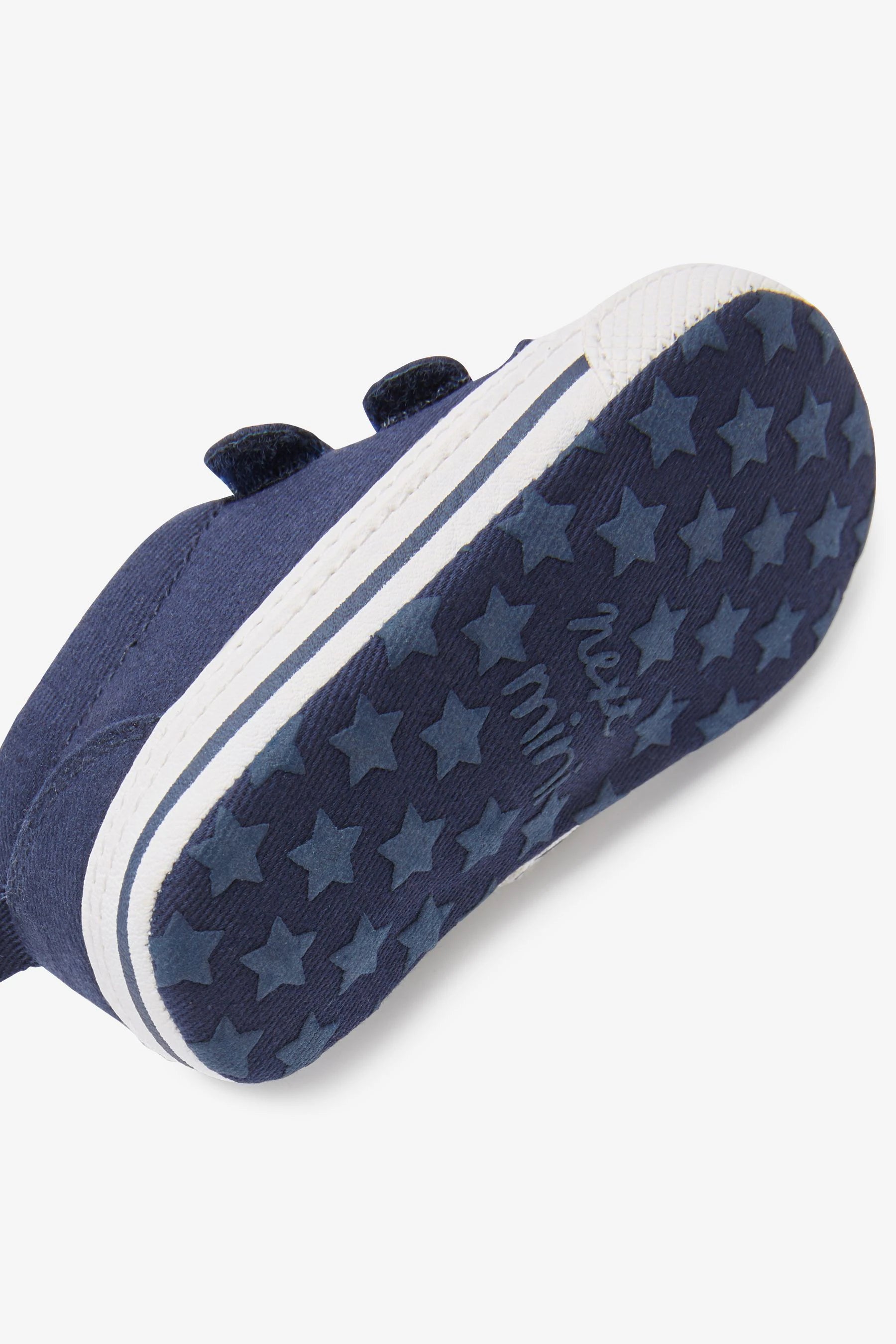 Navy Blue Tape Two Strap Baby Pram Shoes (0-24mths)