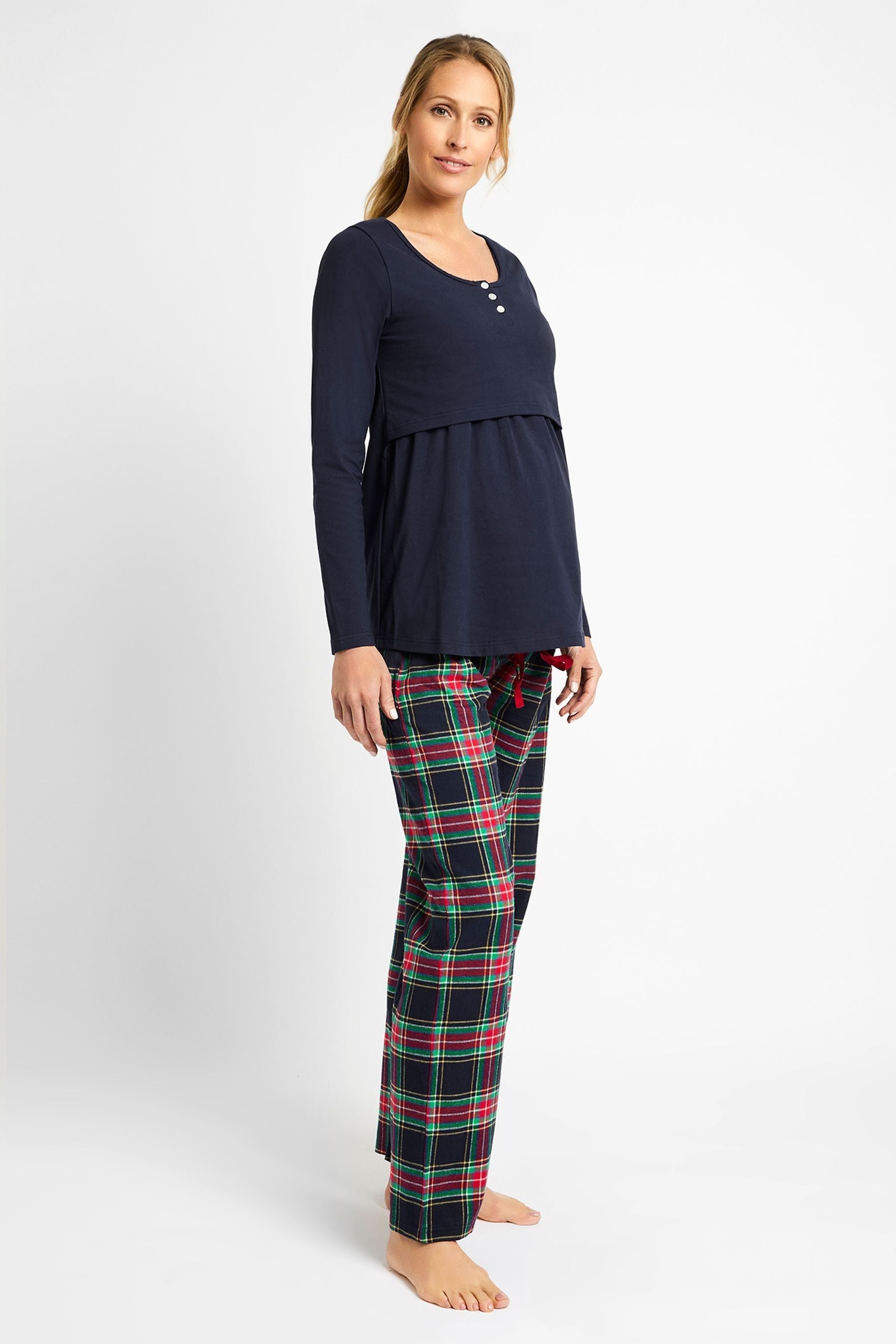 Navy Check JoJo Maman Bébé Maternity & Nursing Pyjama Set