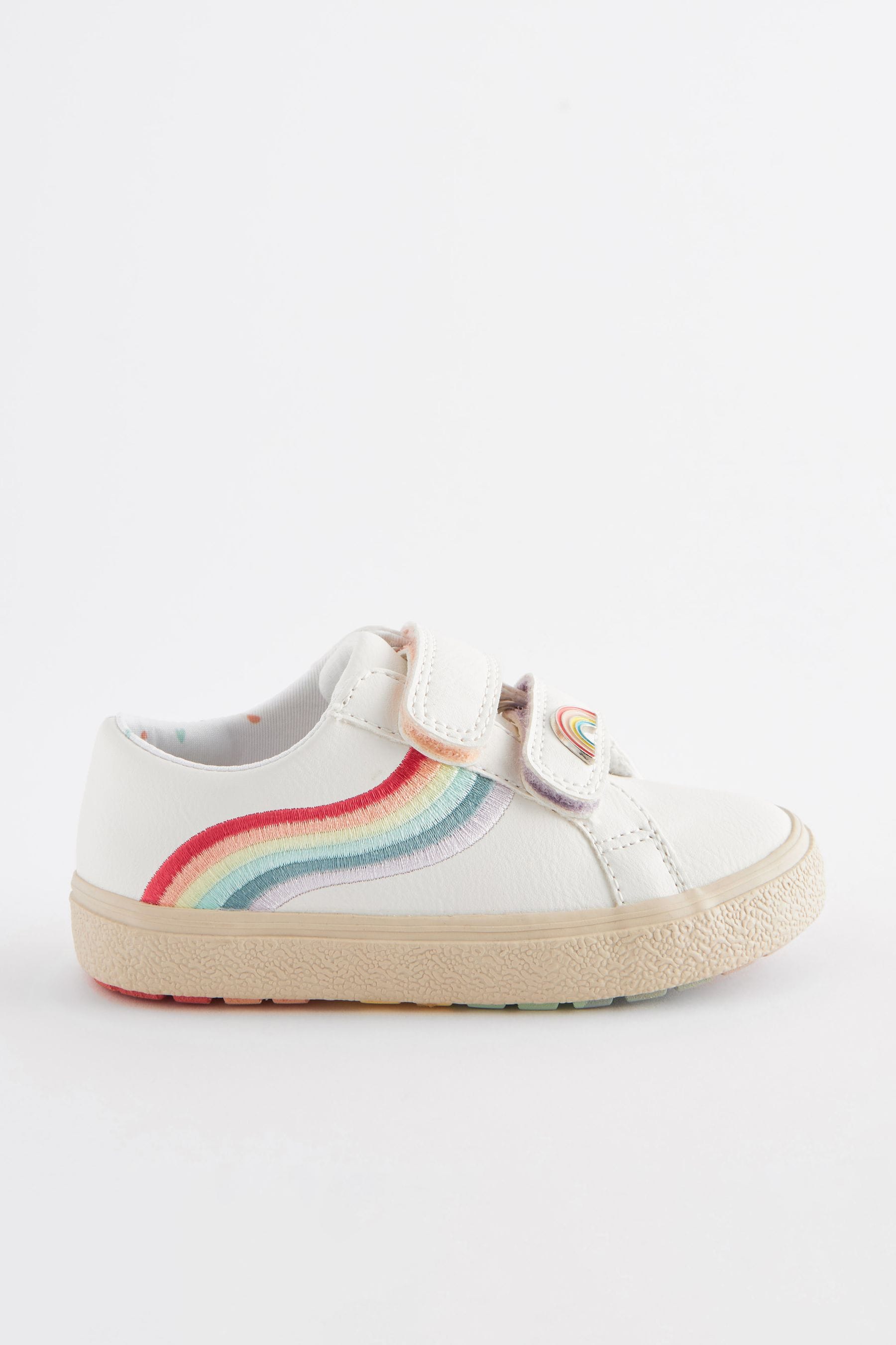 White Wide Fit (G) Rainbow Touch Fasten Trainers