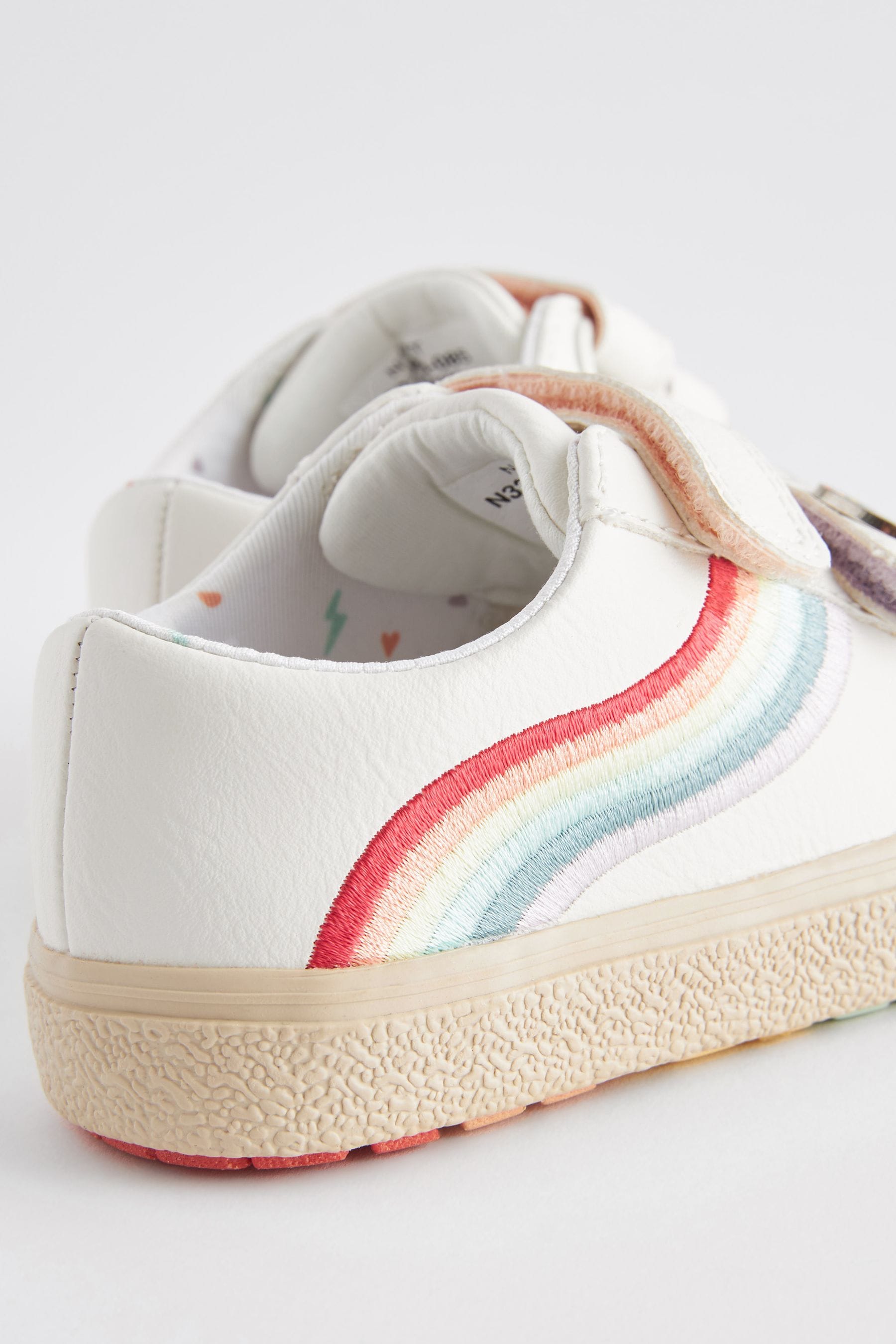 White Wide Fit (G) Rainbow Touch Fasten Trainers