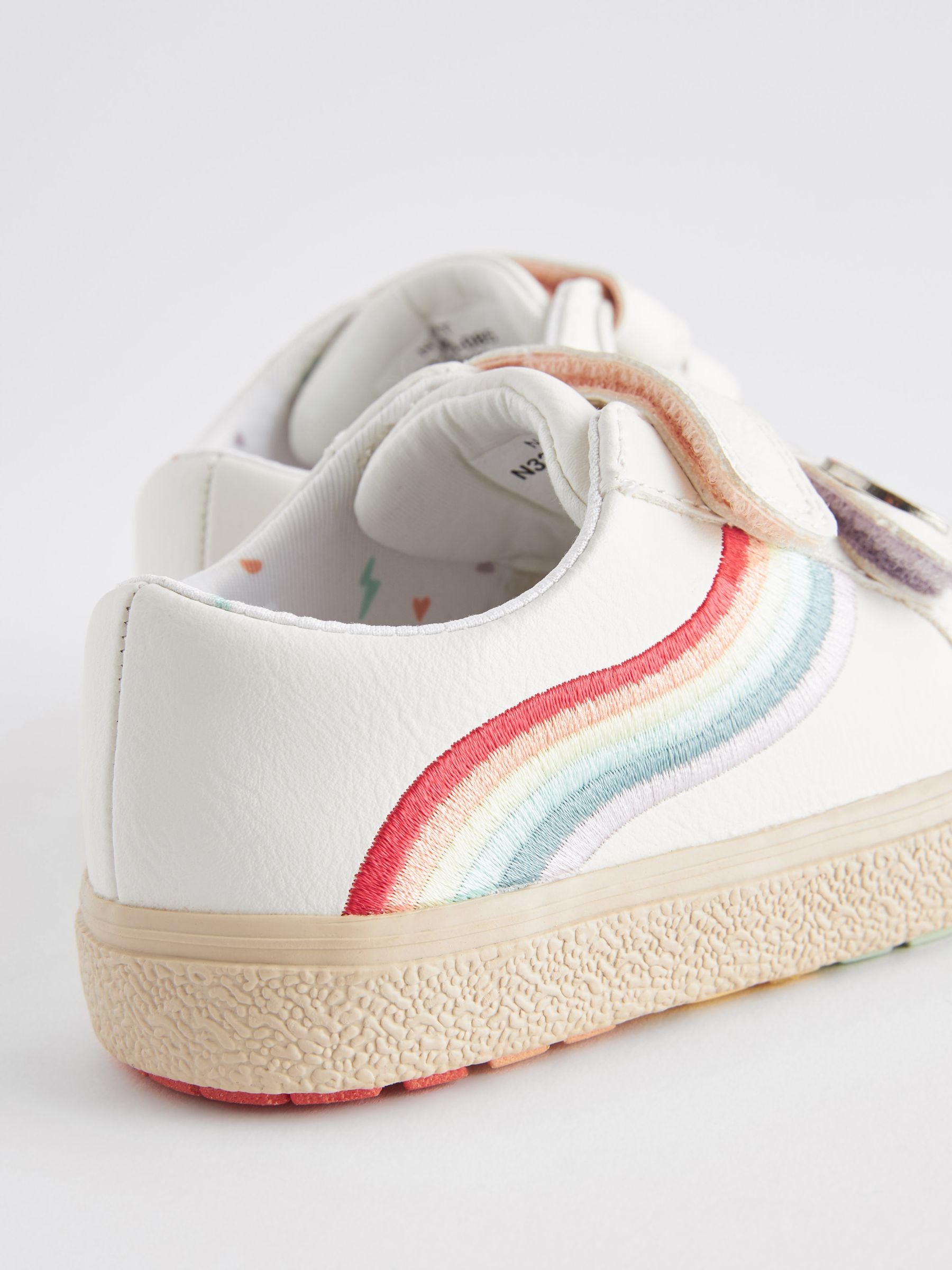 White Wide Fit (G) Rainbow Touch Fasten Trainers