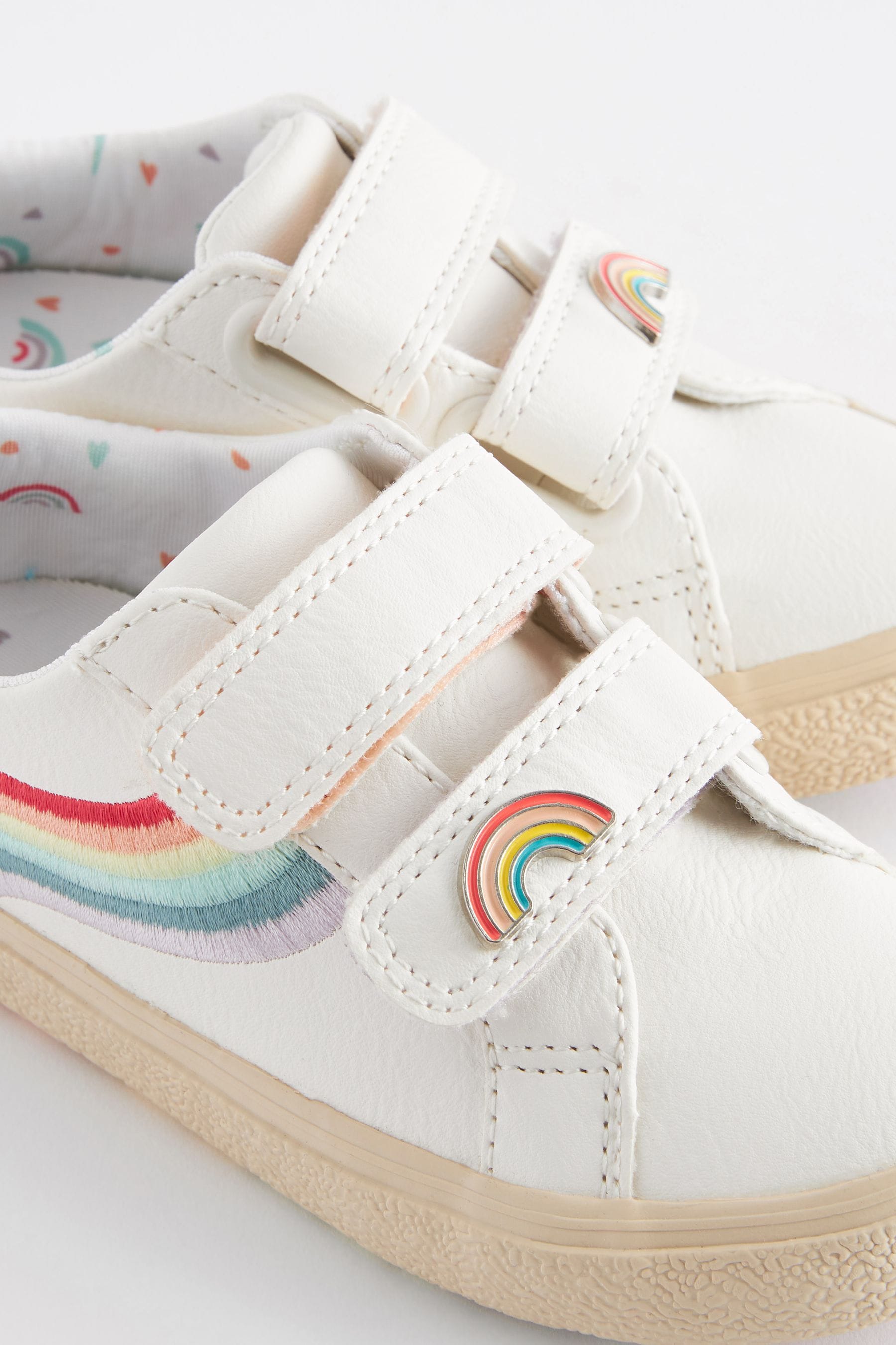 White Wide Fit (G) Rainbow Touch Fasten Trainers