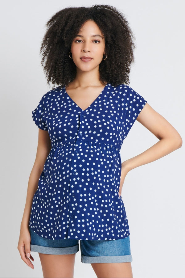 JoJo Maman B?©b?© Navy Spot Maternity Blouse