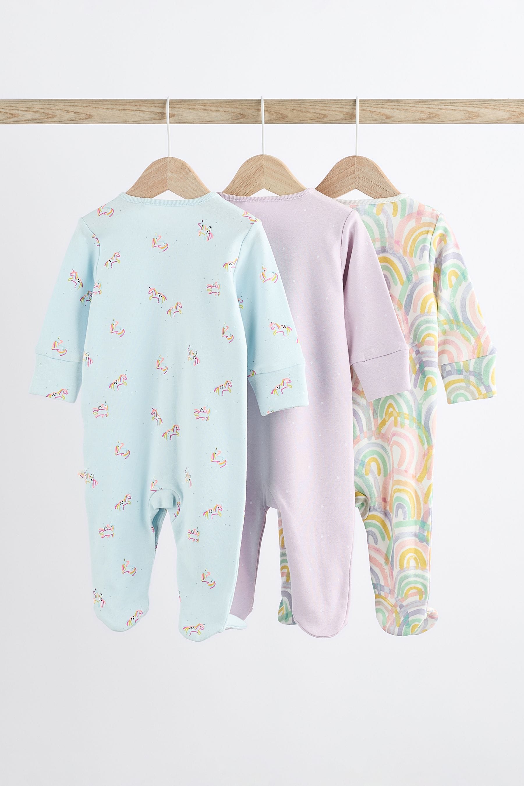 Purple Unicorn Baby Character Sleepsuits 3 Pack (0-3yrs)