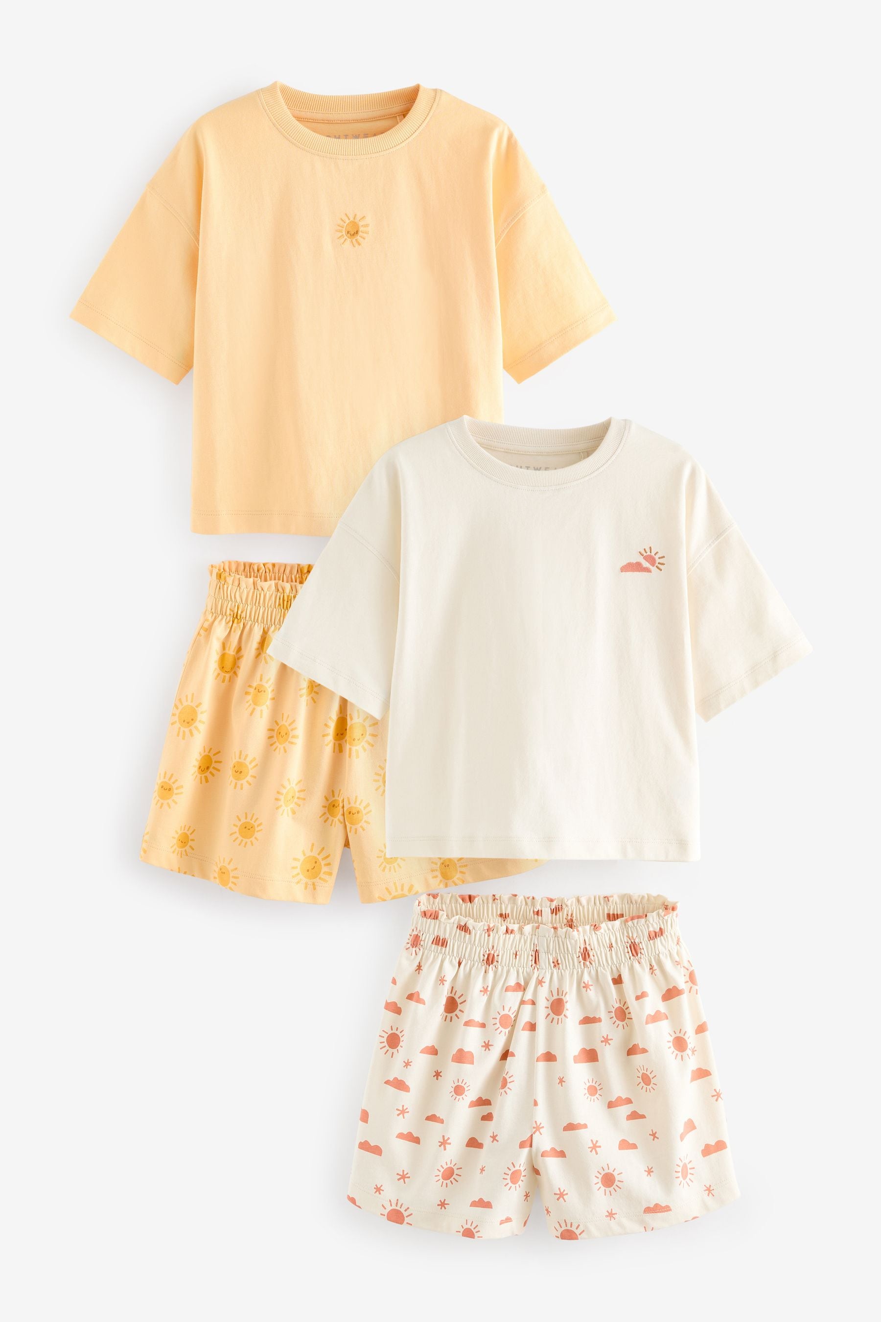 Cream/ Yellow Short Pyjamas 2 Pack (3-16yrs)