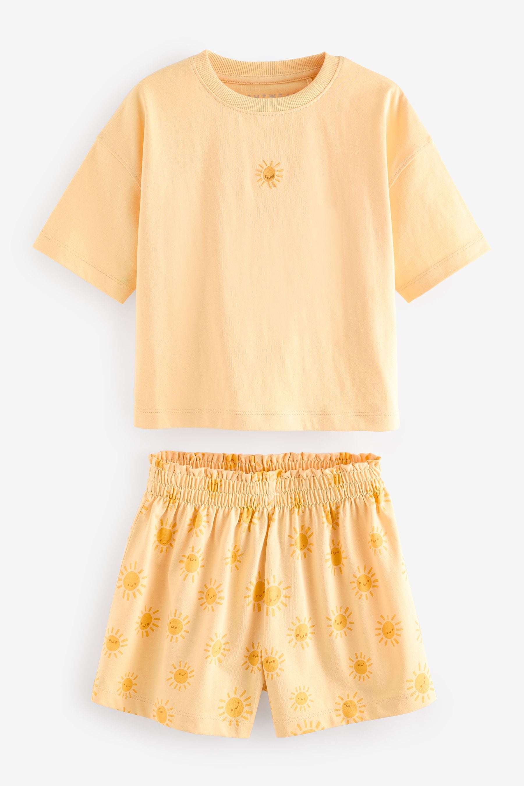 Cream/ Yellow Short Pyjamas 2 Pack (3-16yrs)