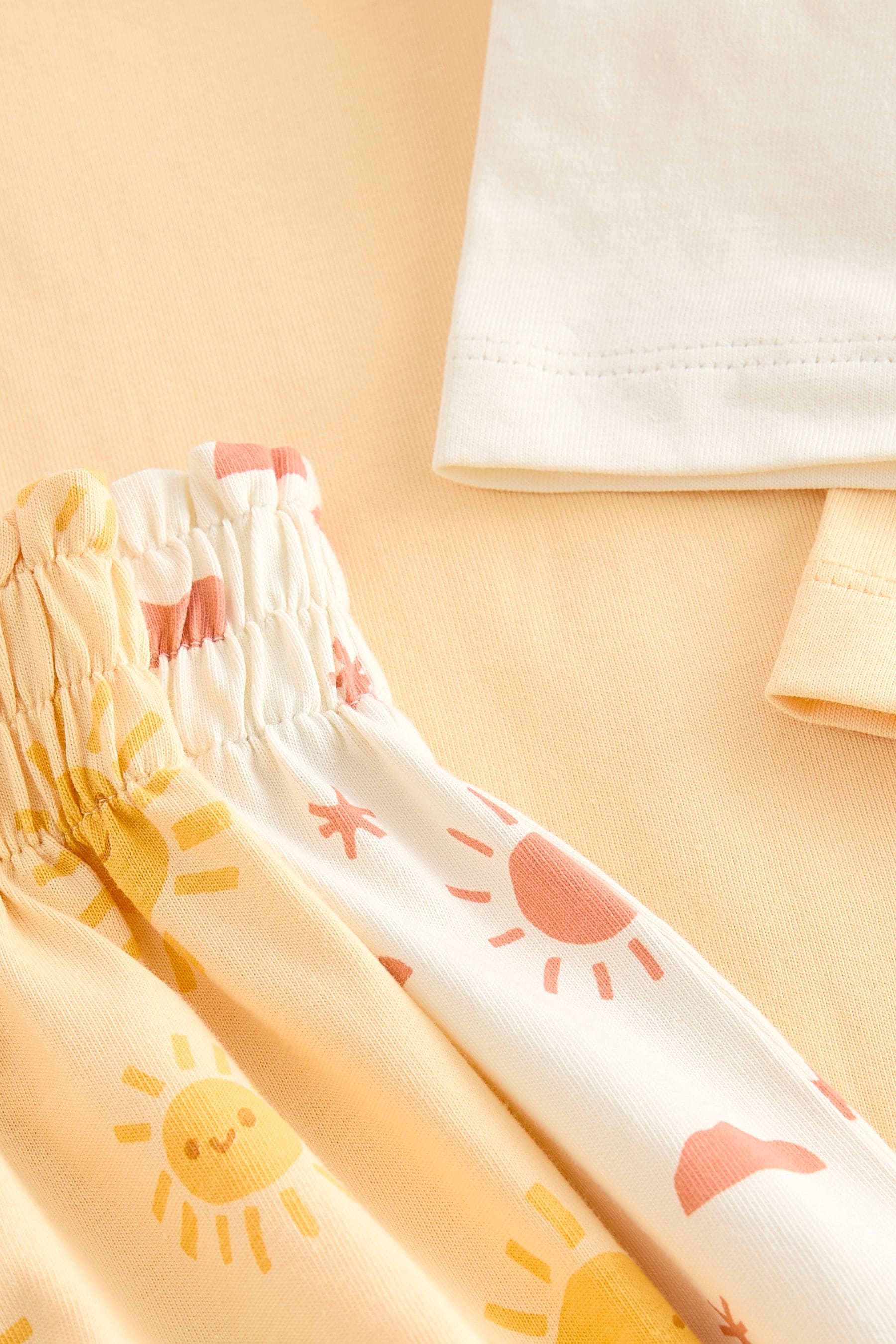 Cream/ Yellow Short Pyjamas 2 Pack (3-16yrs)